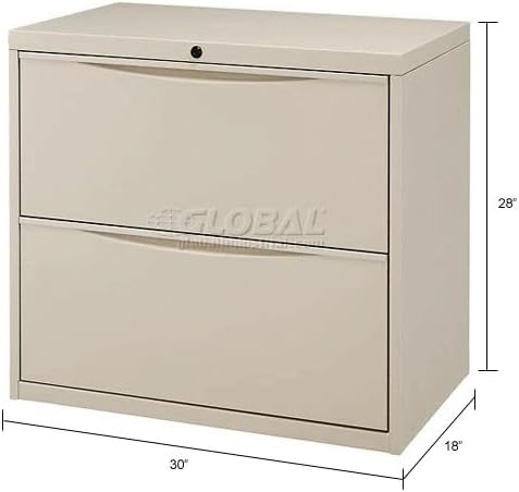Global Industrial 30" W Premium Lateral File Cabinet, 2 Drawer, Putty