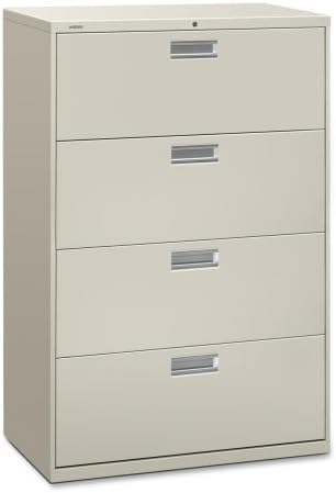 HON 600 Series Standard Lateral Files w/Locks-4 Drawer Lateral File W/Lock, 36"x19-1/4"x53-1/4", Putty