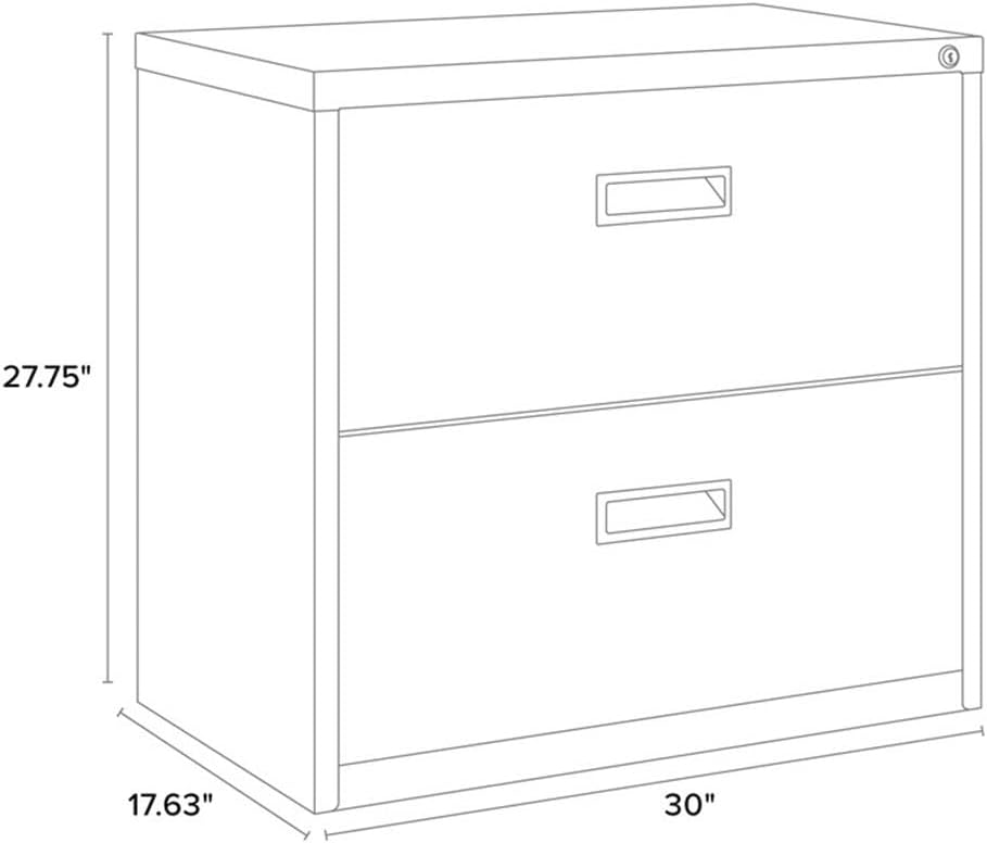 Hirsh 30" W Modern Metal Lateral File Cabinet with 2 Drawers & Secure Lock, Hang Rails, for Home/Office, in Black Finish