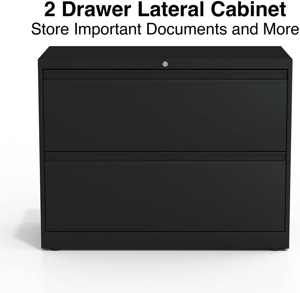 STAPLES 870395 Branded Commercial 36-Inch Wide 2-Drawer Lateral File Cabinet Black