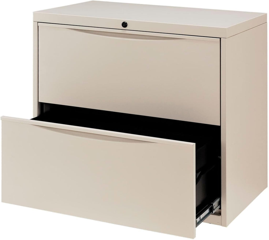 Global Industrial 30" W Premium Lateral File Cabinet, 2 Drawer, Putty