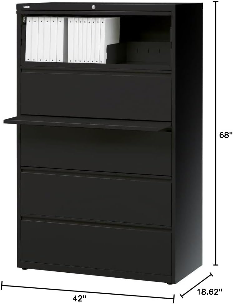 Lorell 60550 Lateral File,5-Drawer,42-Inch x18-5/8-Inch x67-5/8-Inch,Black