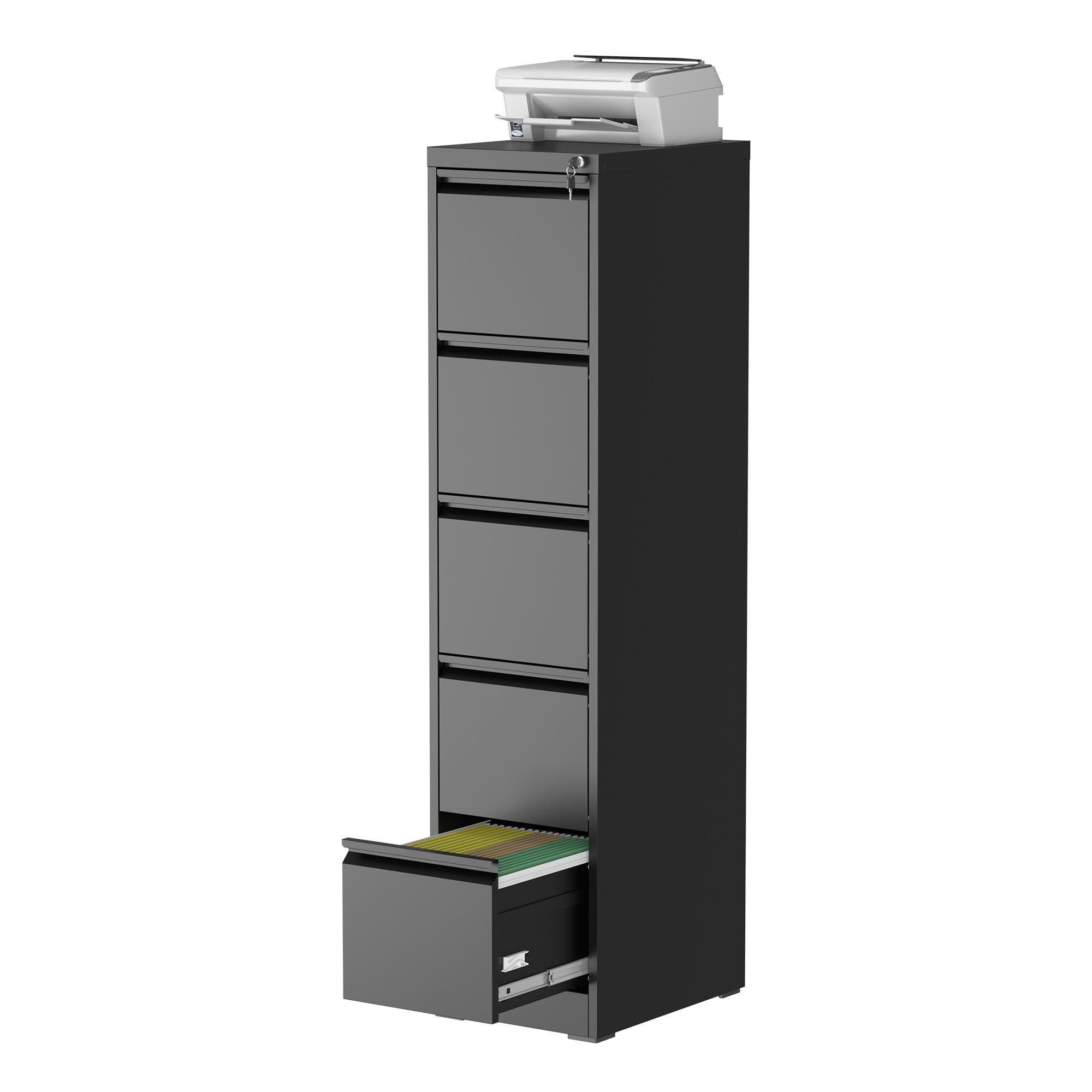 Lateral File Cabinet with Lock, 2 Drawer Filing Cabinet, Metal File Cabinets for Home Office, Steel Heavy-Duty Filing Storage Cabinet for Letters/Legal/A4 (Require Assembly, Black)