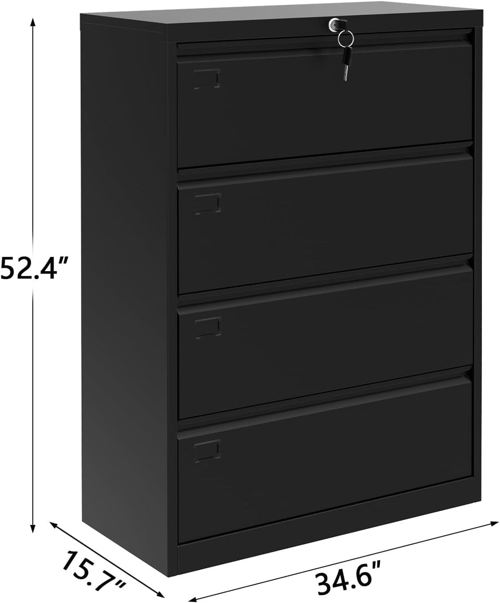 GAOMON 2-Drawer File Cabinet with Lock, Metal Lateral Filing Cabinets for Letter/Legal Size Documents, Heavy Duty File Storage for Home Office, Black (4 Drawers)