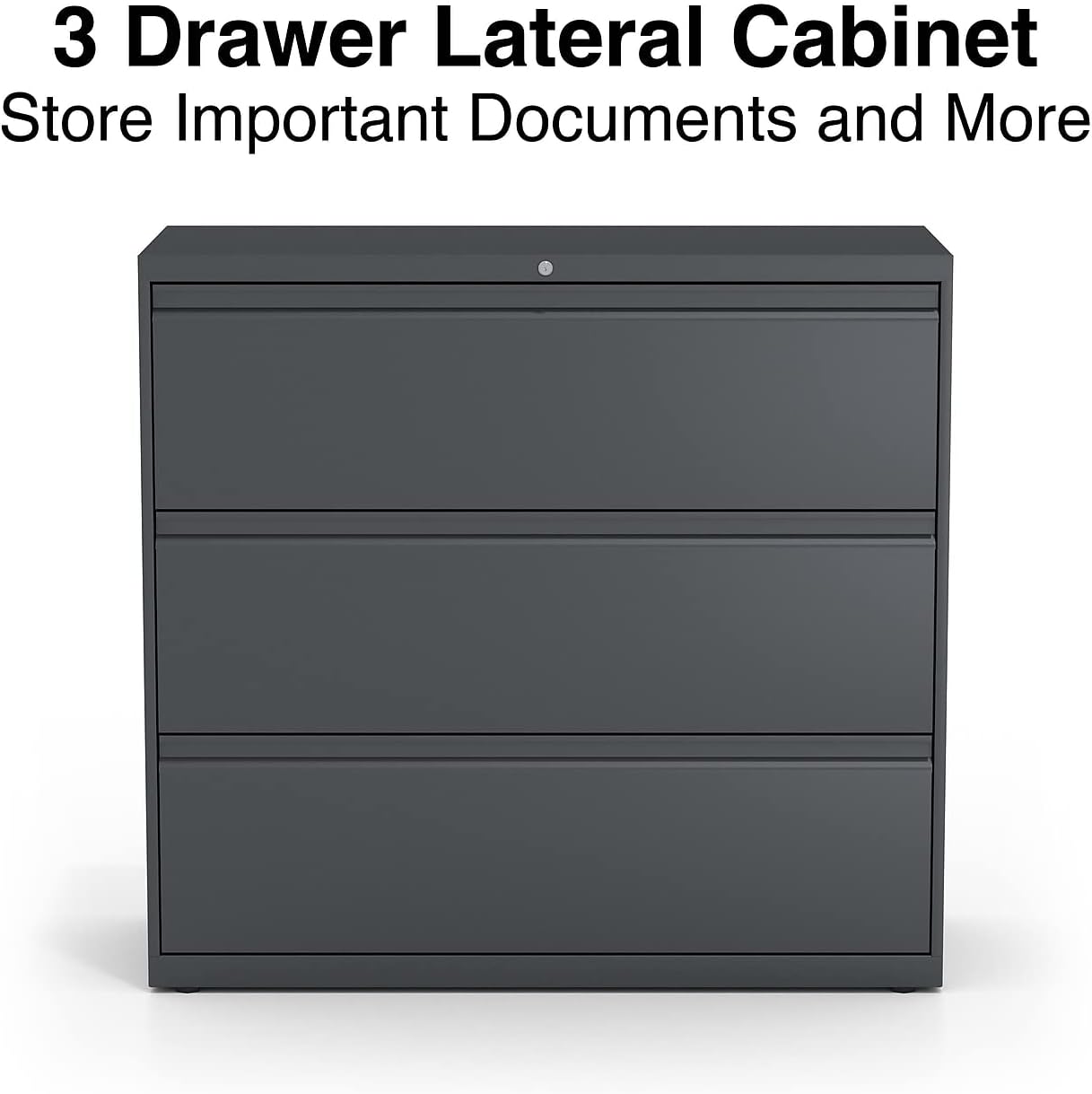 Lorell 3-Drawer Lateral File, 42 by 18-5/8 by 40-1/4-Inch, Charcoal
