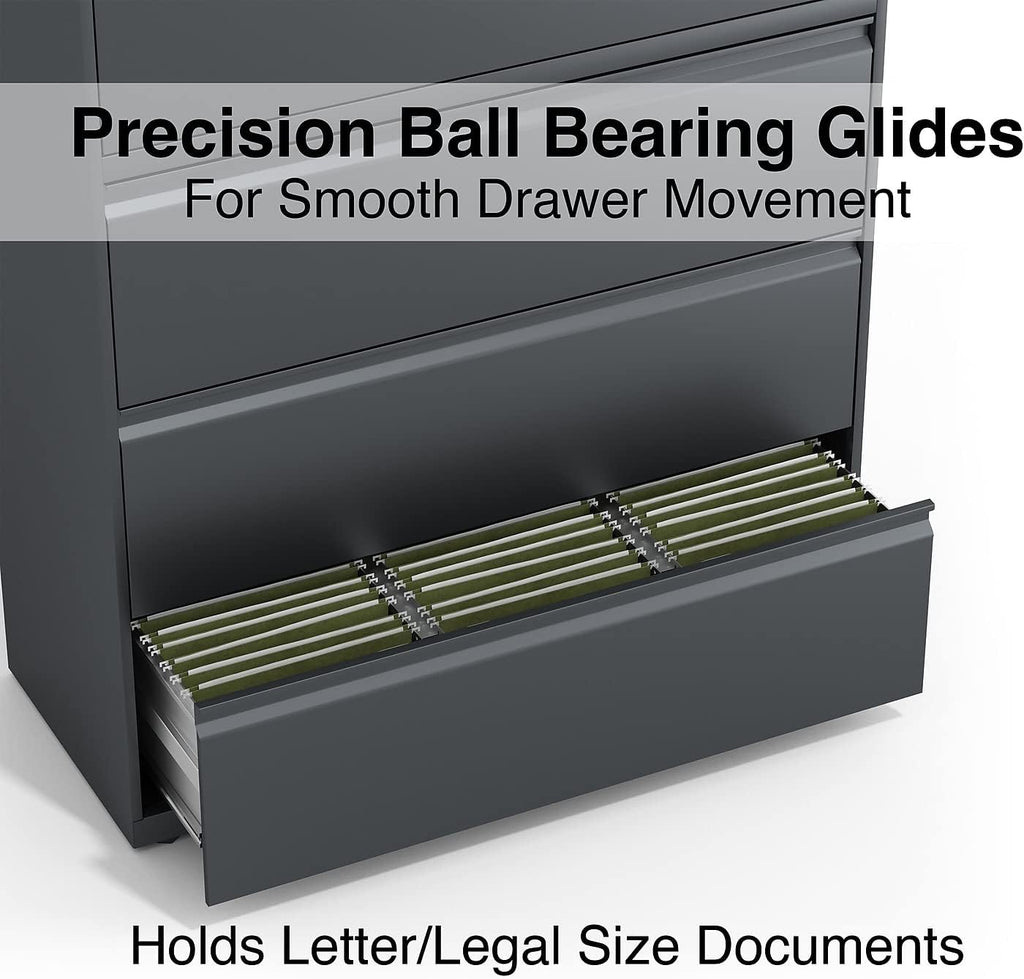 Lorell 4-Drawer Lateral File, 42 by 18-5/8 by 52-1/2-Inch, Charcoal