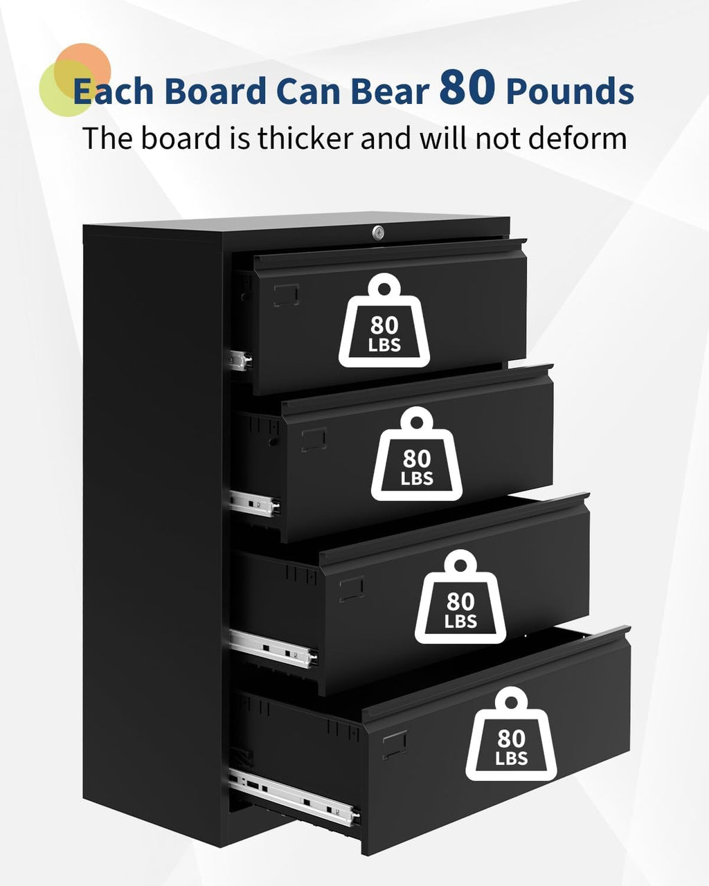 GAOMON 2-Drawer File Cabinet with Lock, Metal Lateral Filing Cabinets for Letter/Legal Size Documents, Heavy Duty File Storage for Home Office, Black (4 Drawers)