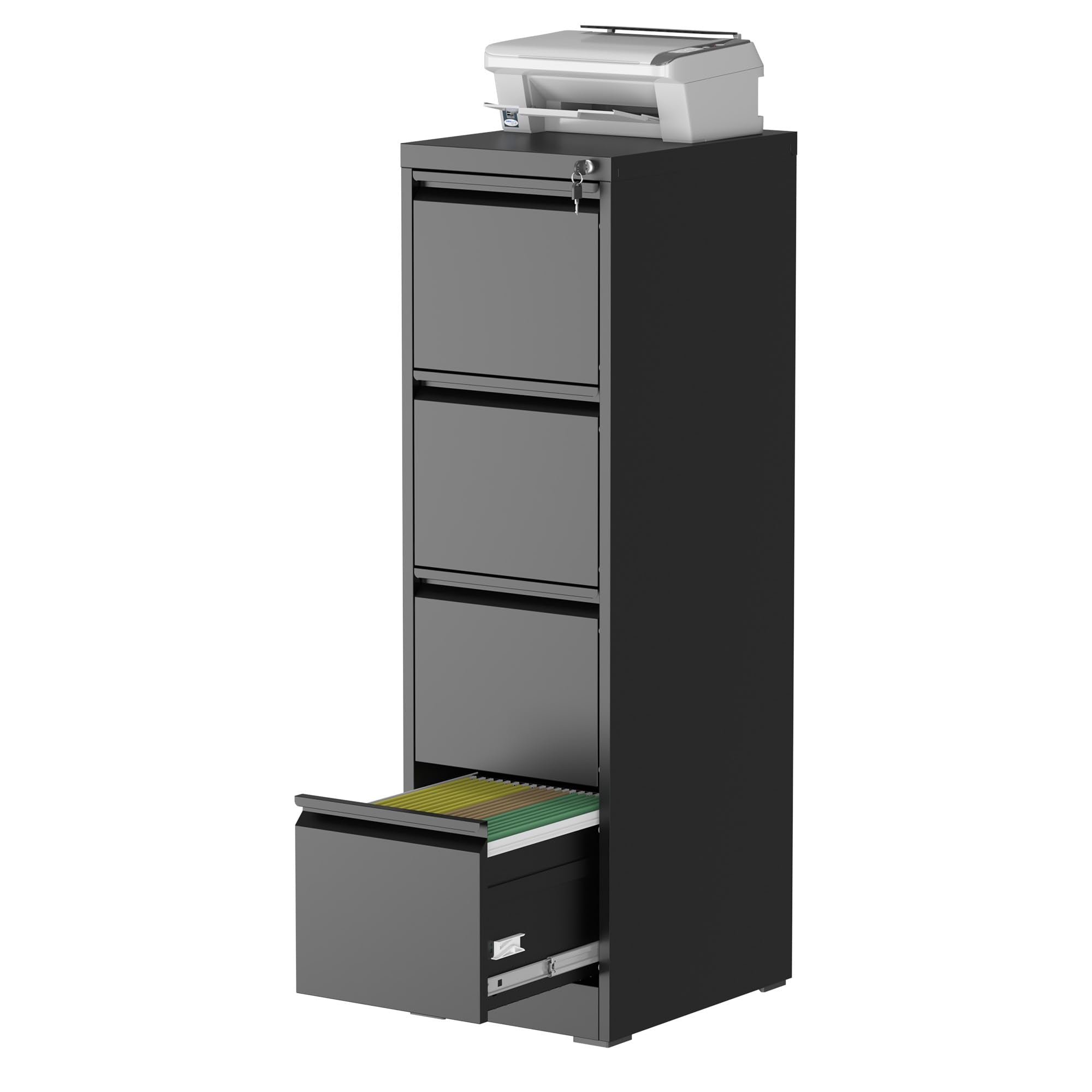 Lateral File Cabinet with Lock, 2 Drawer Filing Cabinet, Metal File Cabinets for Home Office, Steel Heavy-Duty Filing Storage Cabinet for Letters/Legal/A4 (Require Assembly, Black)