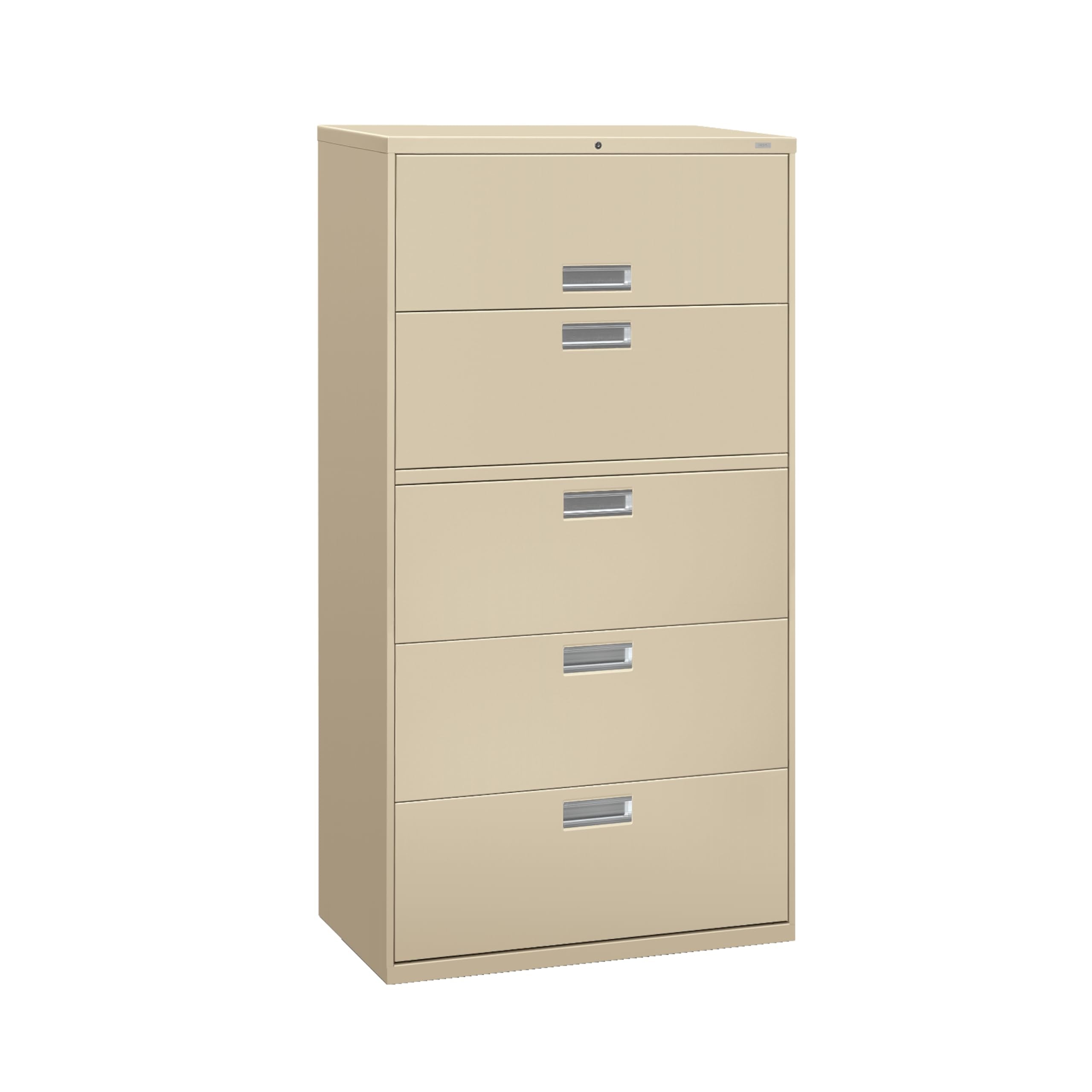 HON 5 Drawer Lateral File Cabinet with Lock, Metal Filing Cabinets for Offices, Adjustable Hangrails for A4, Legal, Letter Files, 18" Deep, Putty