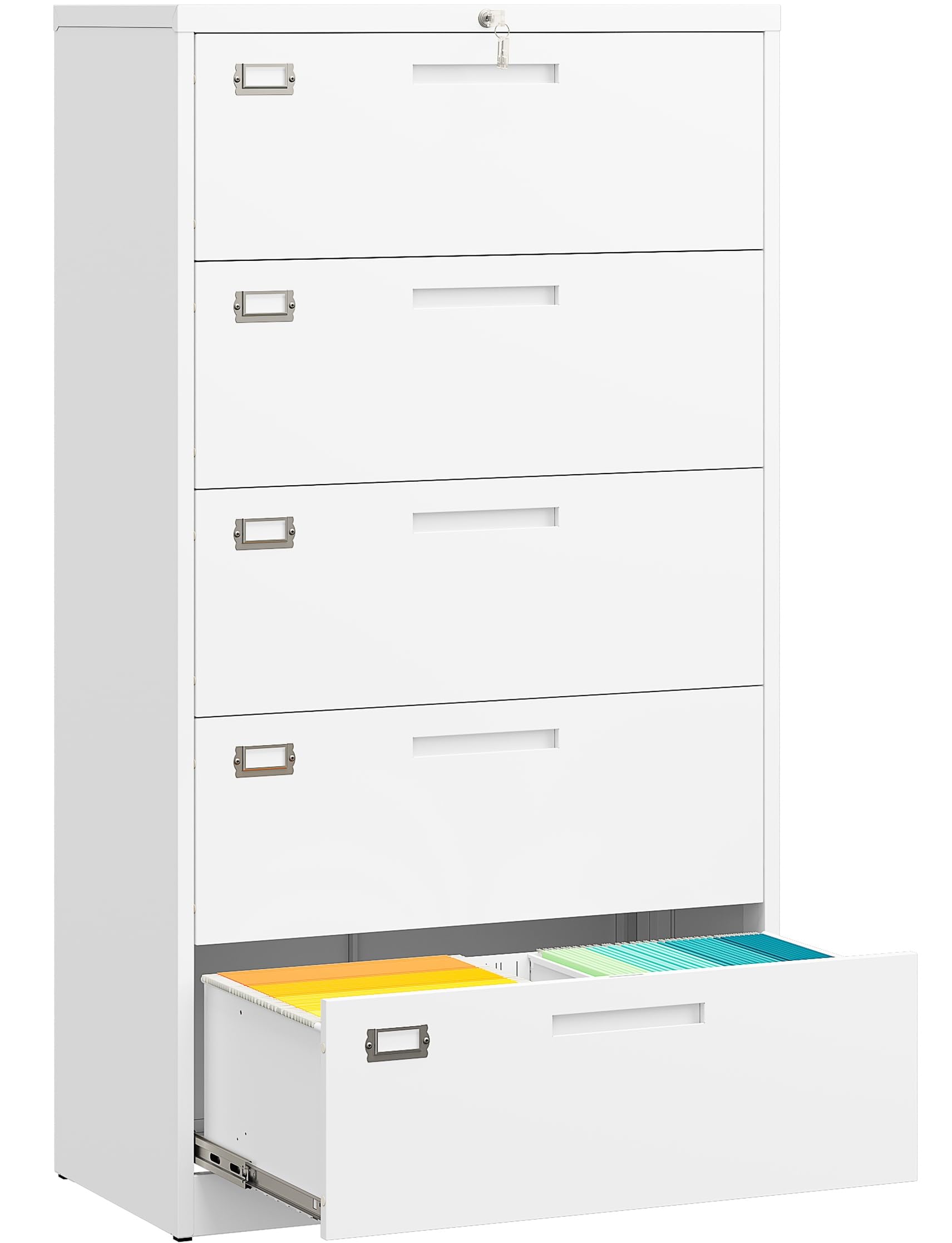 SISESOL 3 Drawer Lateral File Cabinet with Lock,Black Lateral Filing Cabinet,Horizontal Metal Filing Cabinets,Locked Wide Three Drawer File Cabinets for Office Home,Fit A4/F4/Letter/Legal File