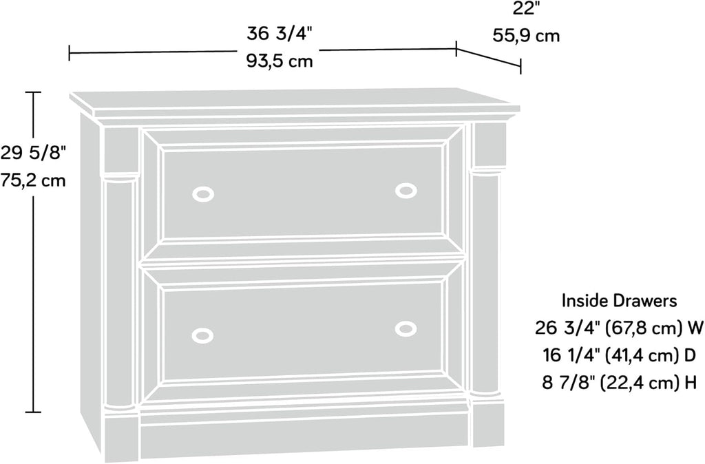 Sauder Palladia File Cabinet with 2 Drawers, Safety Mechanism, Lateral File Cabinet - Select Cherry Finish