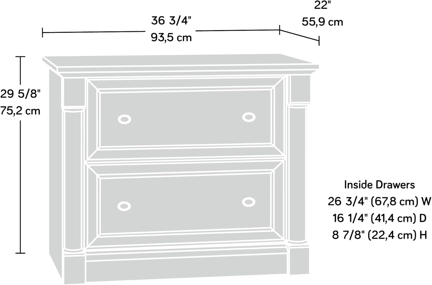 Sauder Palladia File Cabinet with 2 Drawers, Safety Mechanism, Lateral File Cabinet - Select Cherry Finish
