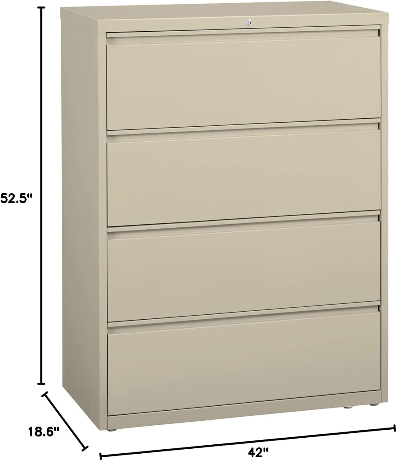 Lorell 4-Drawer Lateral File, 42 by 18-5/8 by 52-1/2-Inch, Putty