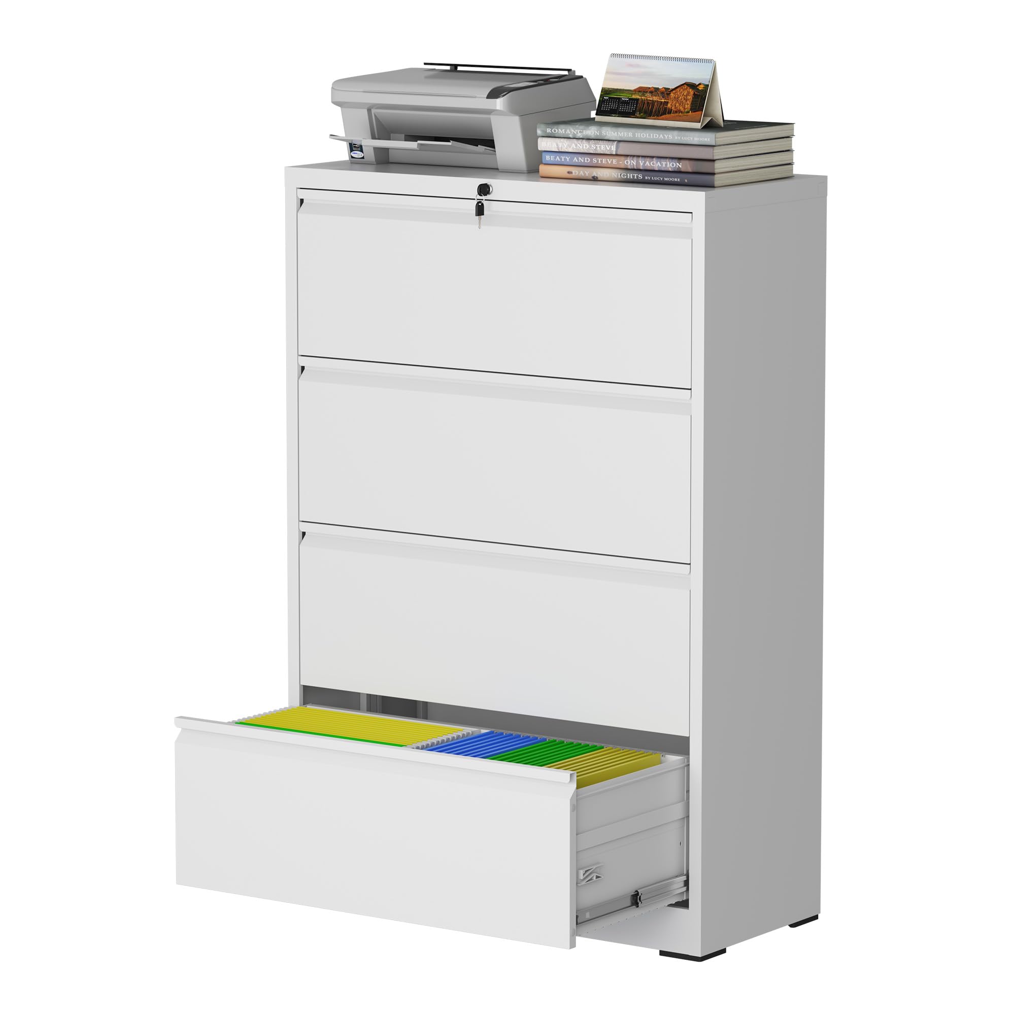 Lateral File Cabinet with Lock, 2 Drawer Filing Cabinet, Metal File Cabinets for Home Office, Steel Heavy-Duty Filing Storage Cabinet for Letters/Legal/A4 (Require Assembly, Black)