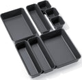 8PCS Plastic Interlocking Drawer Organizer, 3 Sizes Versatile Desk Drawer Organizer Trays, Drawer Dividers, Organization and Storage Bins for Tools, Office, Jewelries, Kitchen Utensils and Makeup