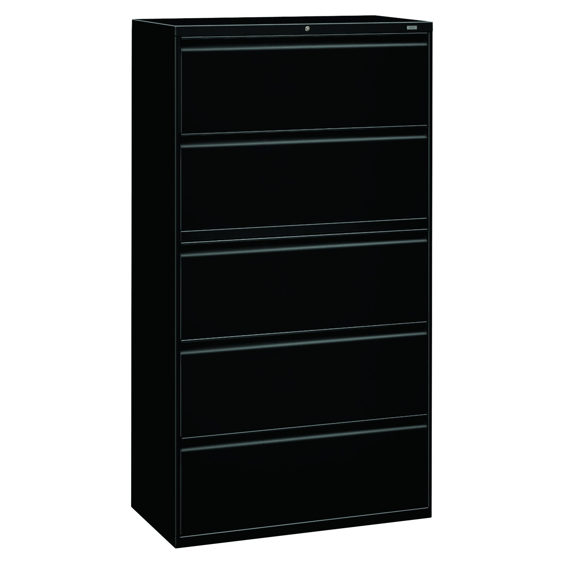 HON Brigade 800 Series Lateral File with 4 Drawers and Radius Pull, 42", Black