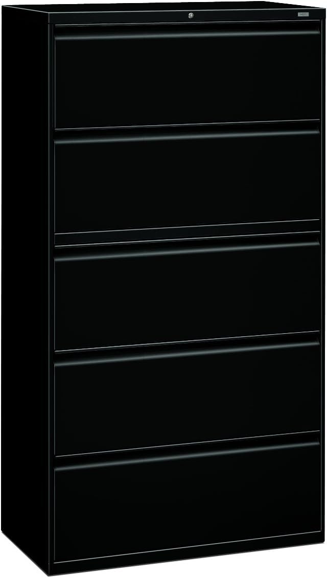 HON Brigade 800 Series Lateral File with 4 Drawers and Radius Pull, 42", Black