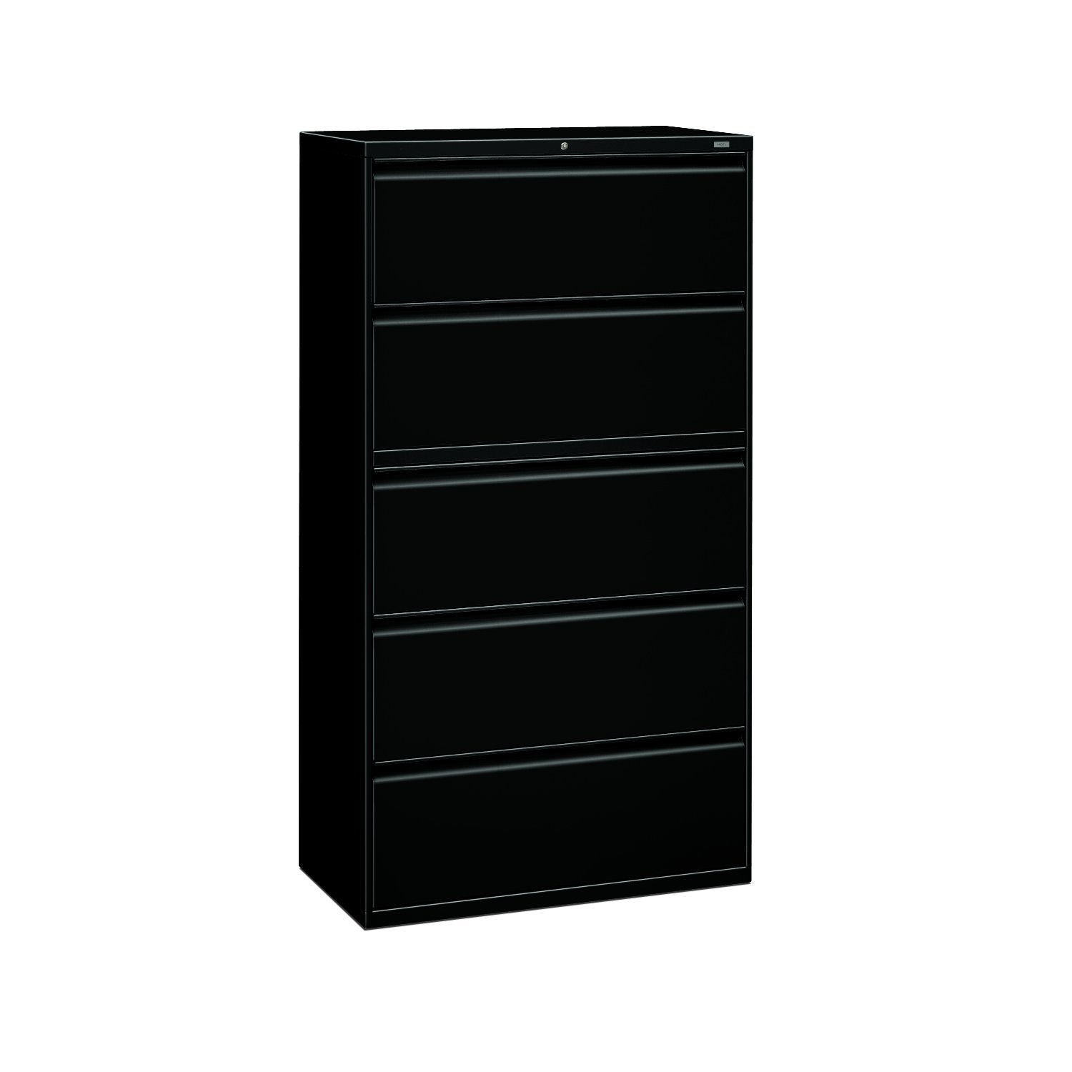 HON Brigade 800 Series Lateral File with 4 Drawers and Radius Pull, 42", Black