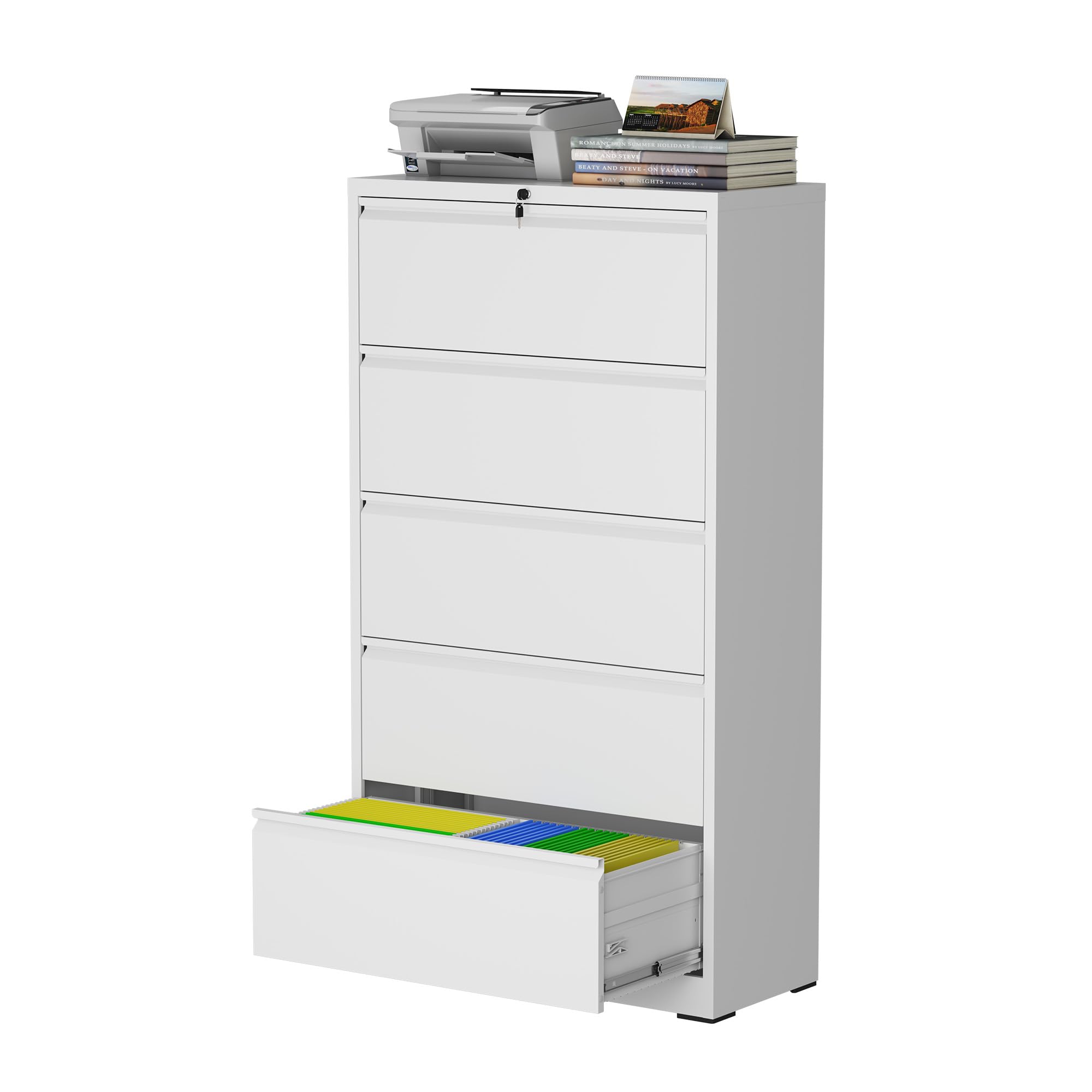 Lateral File Cabinet with Lock, 2 Drawer Filing Cabinet, Metal File Cabinets for Home Office, Steel Heavy-Duty Filing Storage Cabinet for Letters/Legal/A4 (Require Assembly, Black)