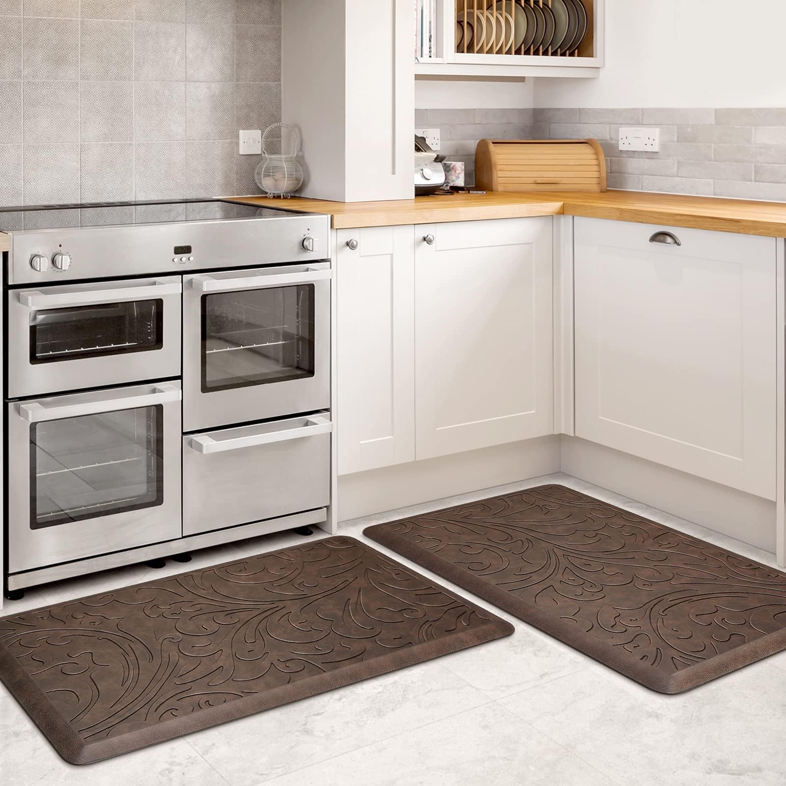 KMAT Kitchen Mat Cushioned Anti-Fatigue Floor Mat Waterproof Non-Slip Standing Ergonomic Comfort for Home,Office,Sink,Laundry,Desk 17.3" (W) x 60"(L),Grey