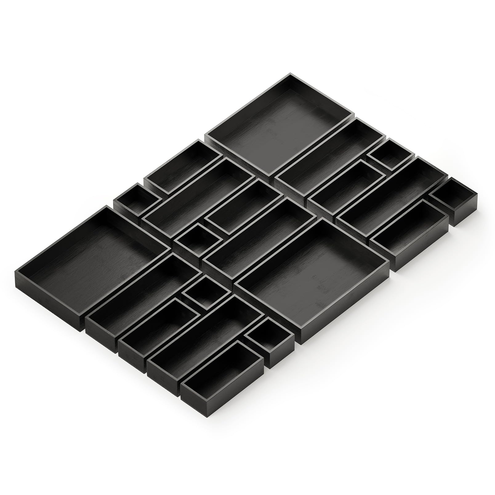 SpaceAid 21-Piece Bamboo Drawer Organizer Storage Boxes Set, Wood Tray Junk Drawer Organizers Multi-Use Divider Bins for Kitchen, Bathroom, Office Desk and Makeup Organization (21 Pack, Natural)