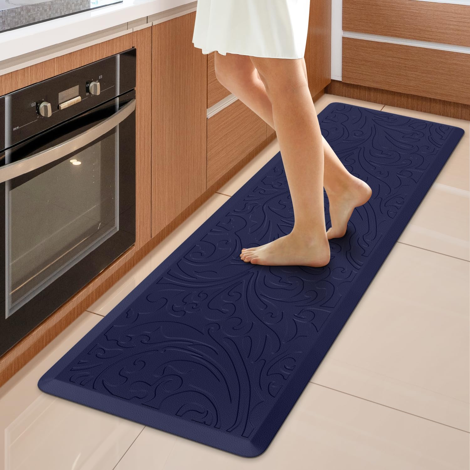 KMAT Kitchen Mat Cushioned Anti-Fatigue Floor Mat Waterproof Non-Slip Standing Ergonomic Comfort for Home,Office,Sink,Laundry,Desk 17.3" (W) x 60"(L),Grey