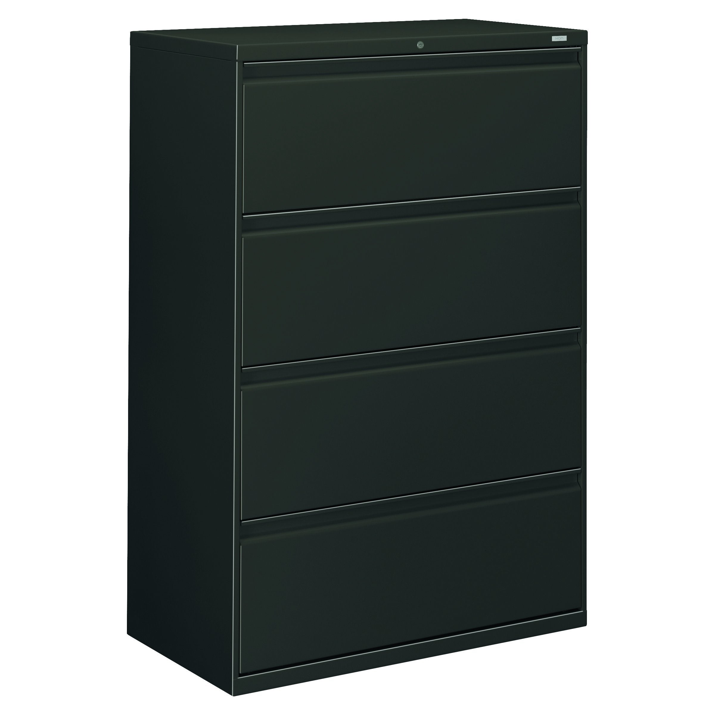 HON Brigade 800 Series Lateral File with 4 Drawers and Radius Pull, 42", Black