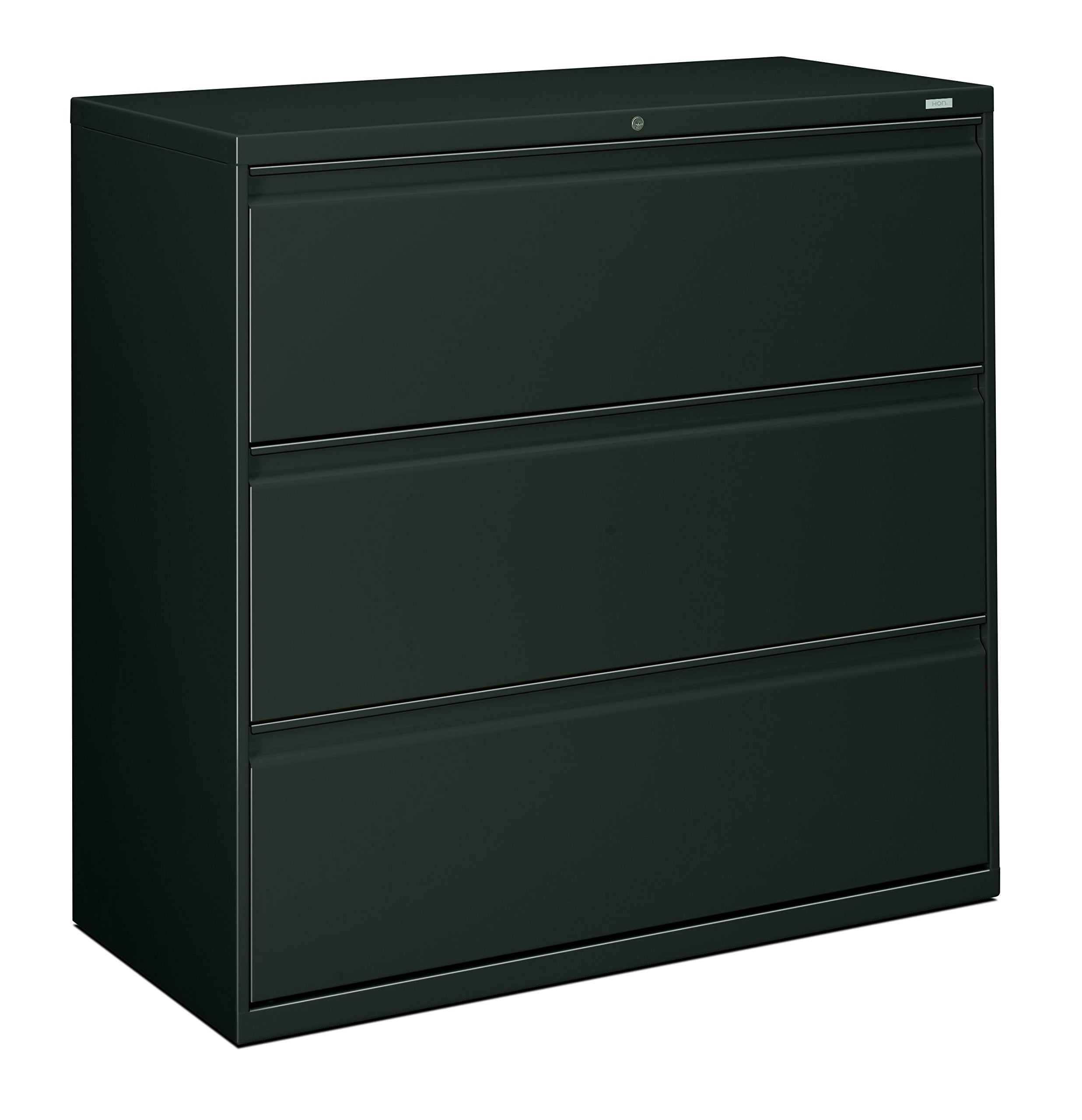 HON Brigade 800 Series Lateral File with 4 Drawers and Radius Pull, 42", Black