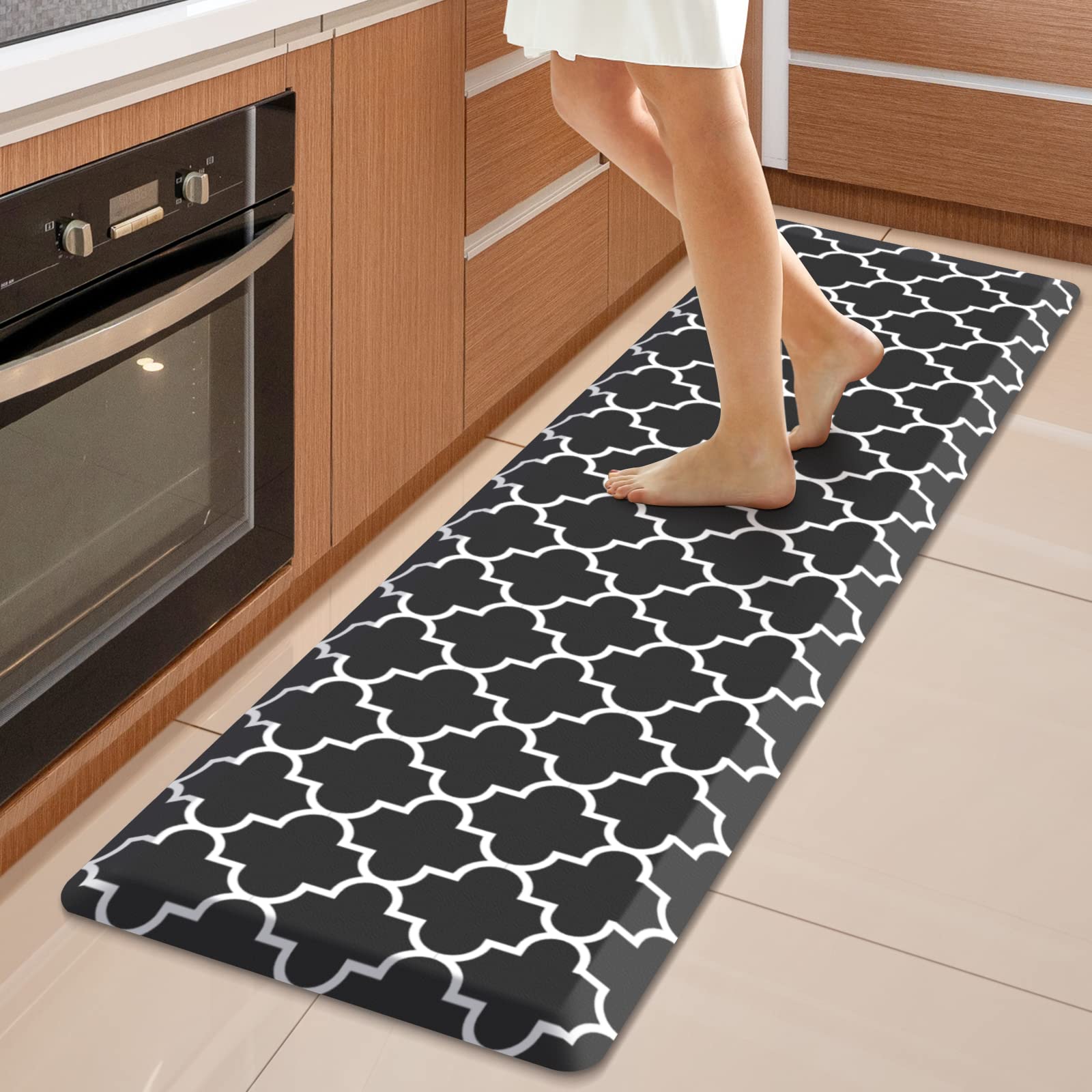 WISELIFE Anti Fatigue Floor Mat - 4/5 Inch Kitchen Mat Non Slip Waterproof Heavy Duty Ergonomic Comfort Mat Durable for Home, Office, Sink, Laundry,(17.3" x 28", Grey)