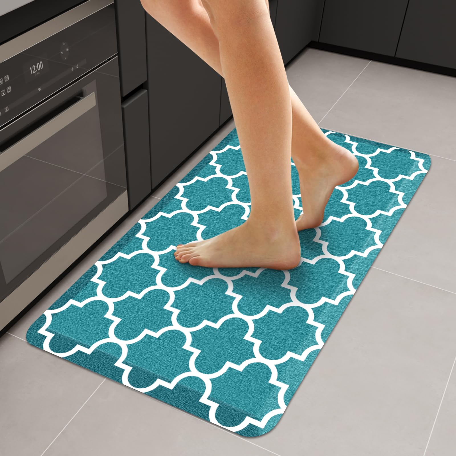 WISELIFE Anti Fatigue Floor Mat - 4/5 Inch Kitchen Mat Non Slip Waterproof Heavy Duty Ergonomic Comfort Mat Durable for Home, Office, Sink, Laundry,(17.3" x 28", Grey)