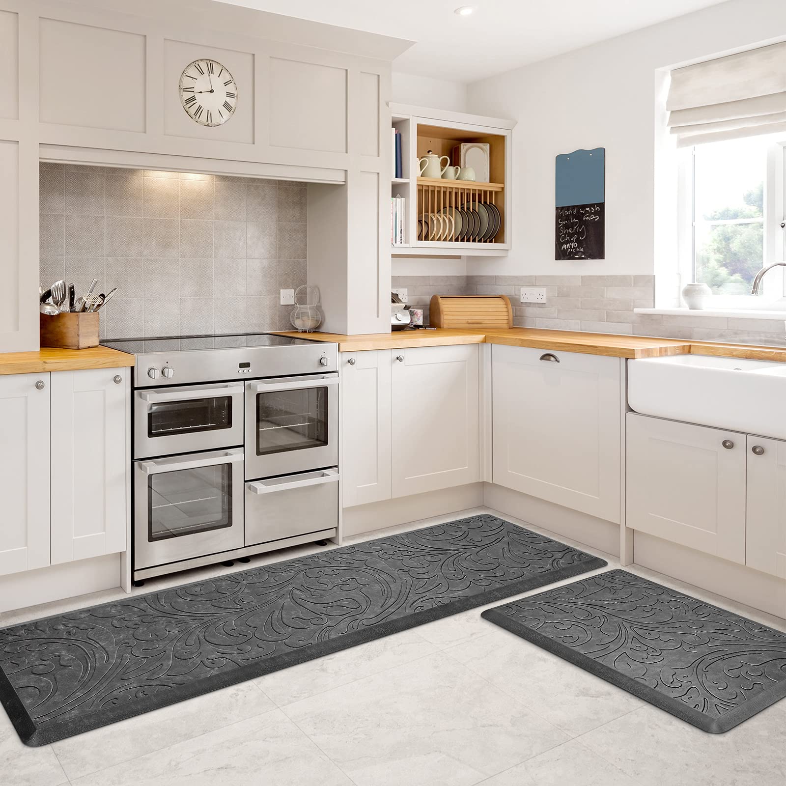 KMAT Kitchen Mat Cushioned Anti-Fatigue Floor Mat Waterproof Non-Slip Standing Ergonomic Comfort for Home,Office,Sink,Laundry,Desk 17.3" (W) x 60"(L),Grey
