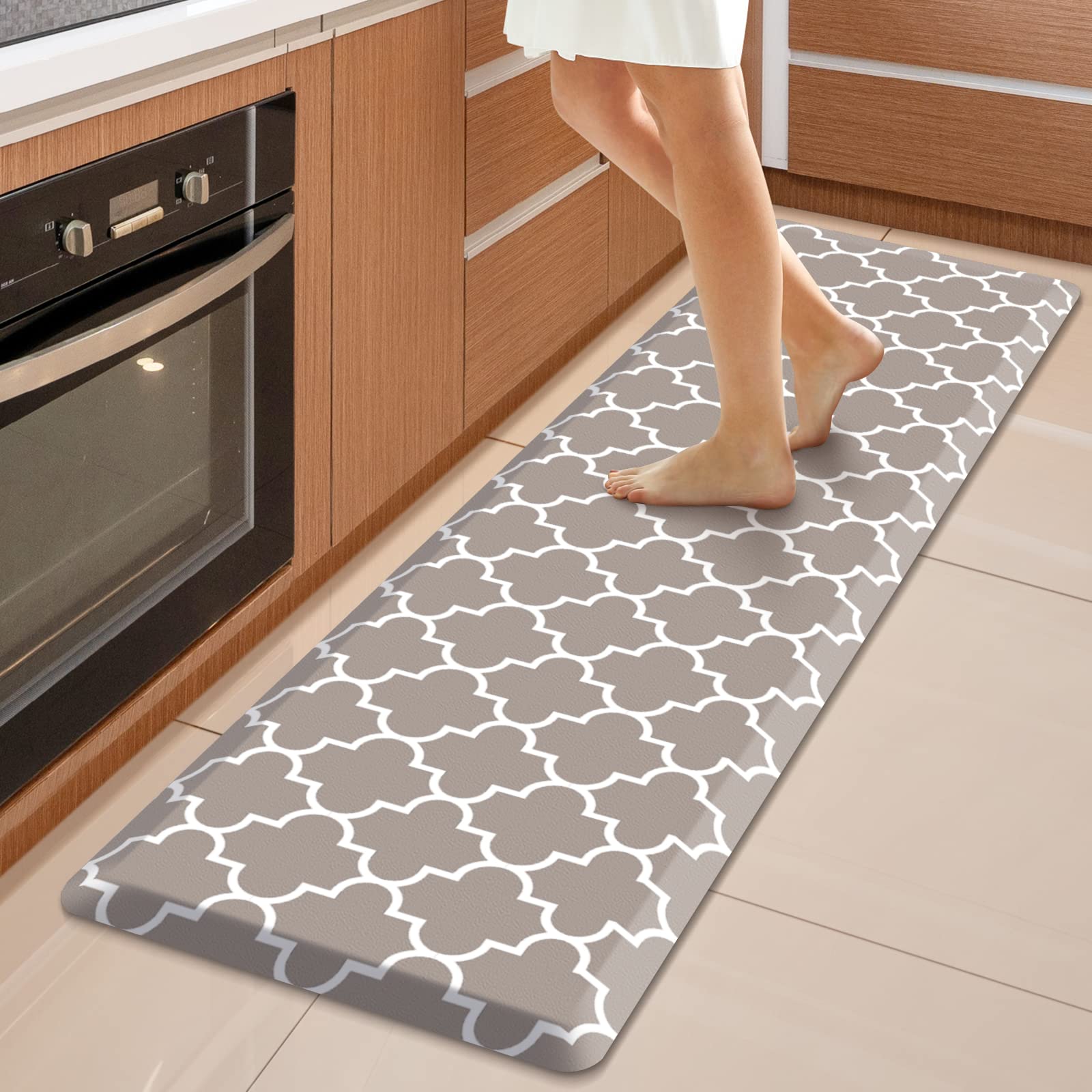 WISELIFE Anti Fatigue Floor Mat - 4/5 Inch Kitchen Mat Non Slip Waterproof Heavy Duty Ergonomic Comfort Mat Durable for Home, Office, Sink, Laundry,(17.3" x 28", Grey)