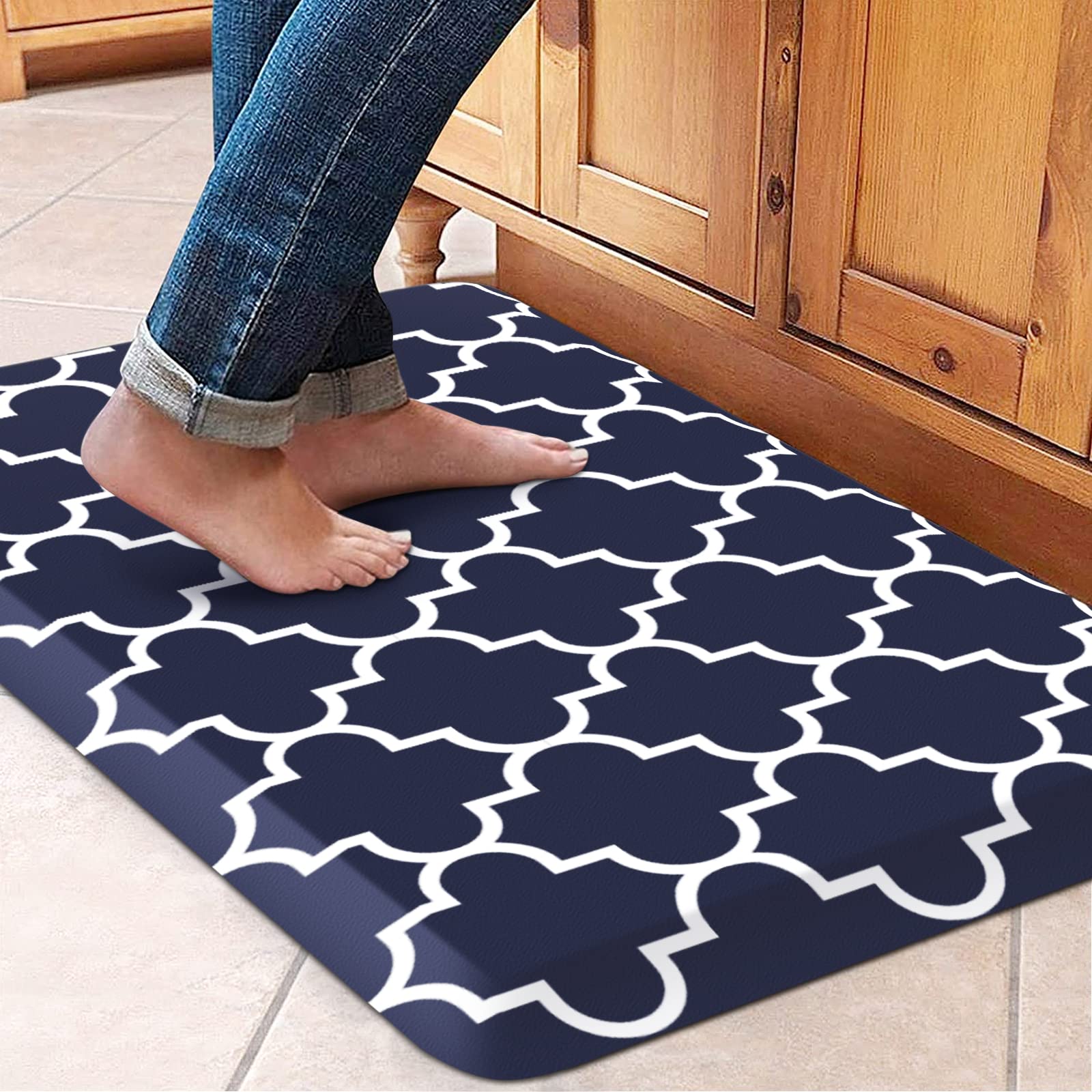 WISELIFE Anti Fatigue Floor Mat - 4/5 Inch Kitchen Mat Non Slip Waterproof Heavy Duty Ergonomic Comfort Mat Durable for Home, Office, Sink, Laundry,(17.3" x 28", Grey)
