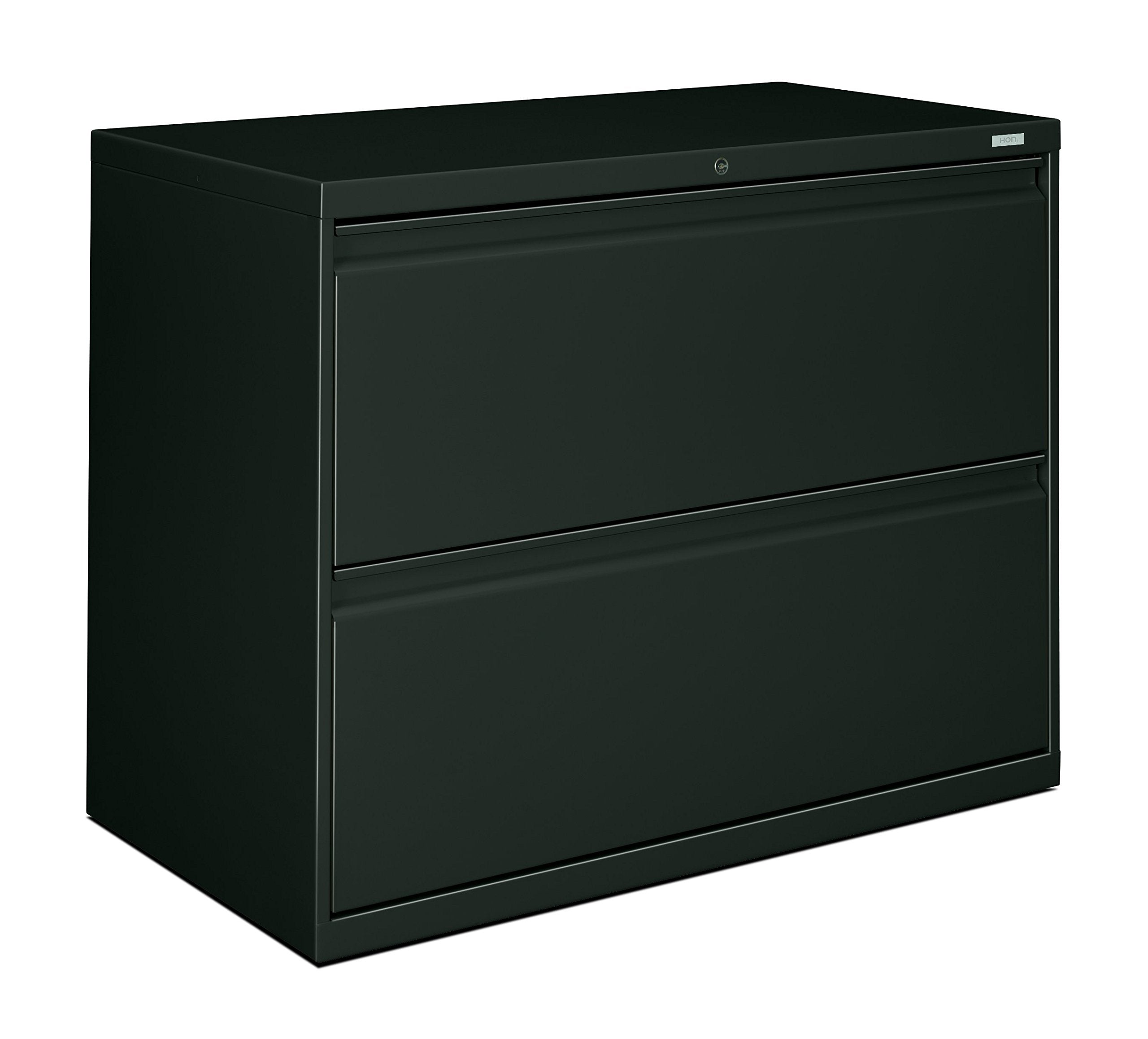 HON Brigade 800 Series Lateral File with 4 Drawers and Radius Pull, 42", Black
