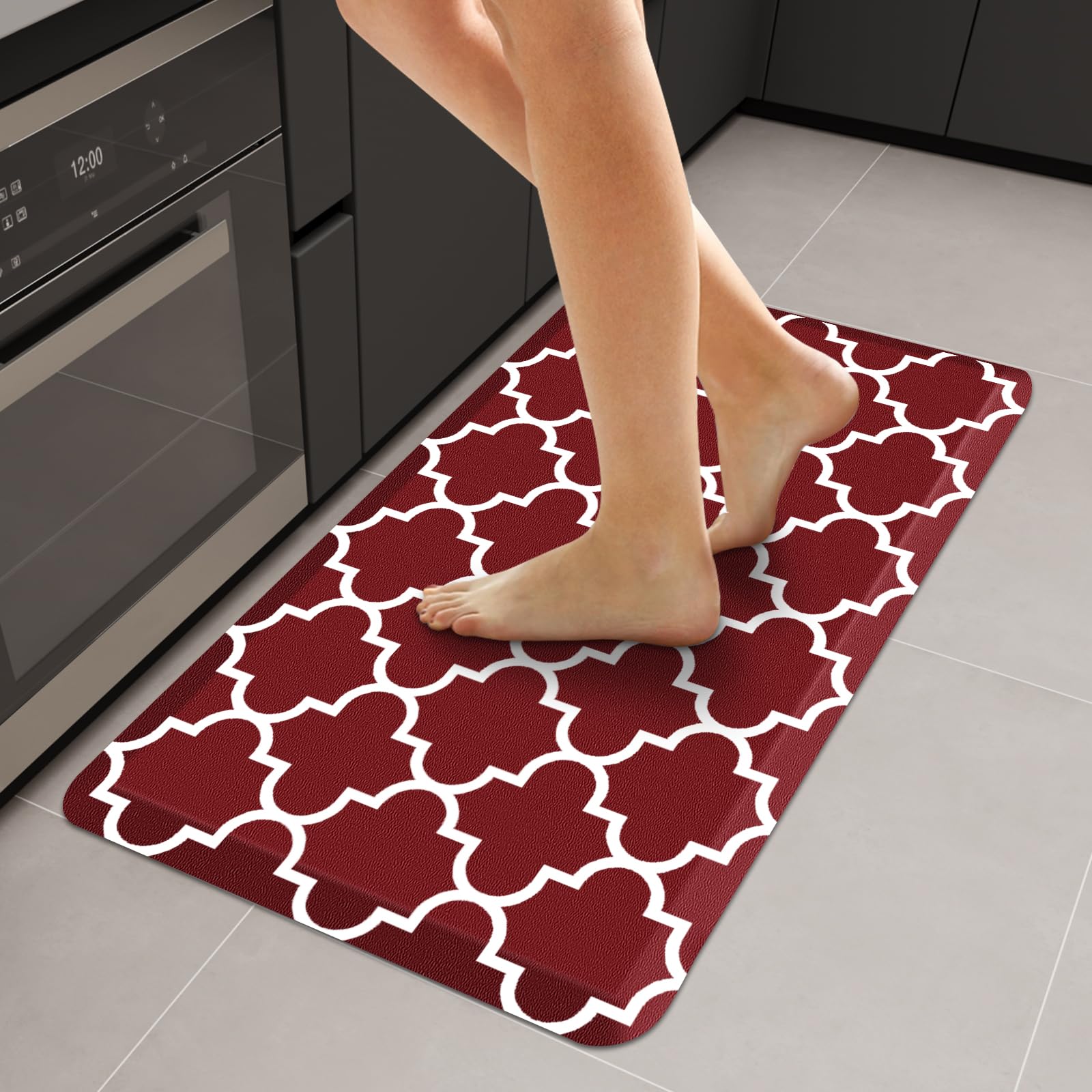 WISELIFE Anti Fatigue Floor Mat - 4/5 Inch Kitchen Mat Non Slip Waterproof Heavy Duty Ergonomic Comfort Mat Durable for Home, Office, Sink, Laundry,(17.3" x 28", Grey)
