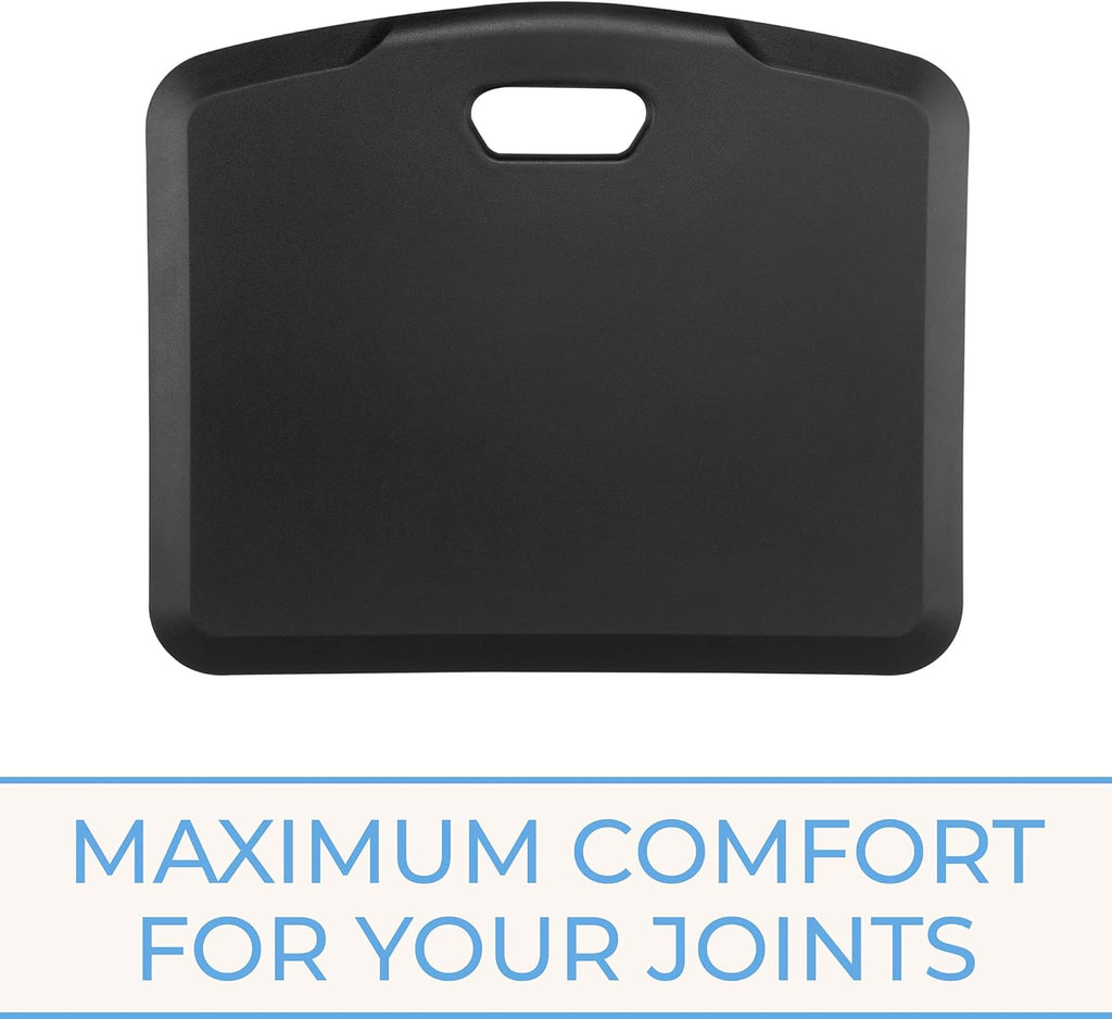Stand Steady Small Anti Fatigue Standing Mat with Carrying Handle | Ergonomic Standing Mat with Gel Foam Padding | Portable Comfort Mat for Standing Desk, Kitchen, Classroom & Garage (22 x 18in/Black)