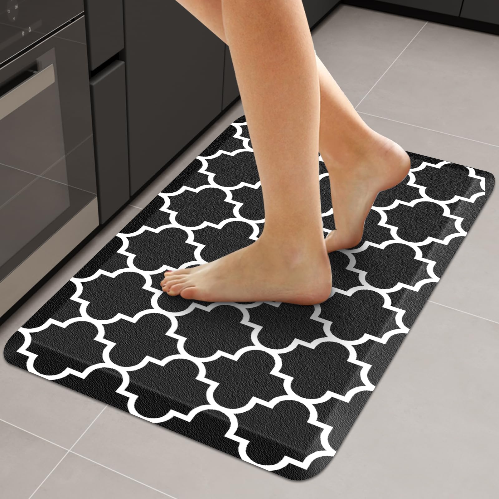 WISELIFE Anti Fatigue Floor Mat - 4/5 Inch Kitchen Mat Non Slip Waterproof Heavy Duty Ergonomic Comfort Mat Durable for Home, Office, Sink, Laundry,(17.3" x 28", Grey)
