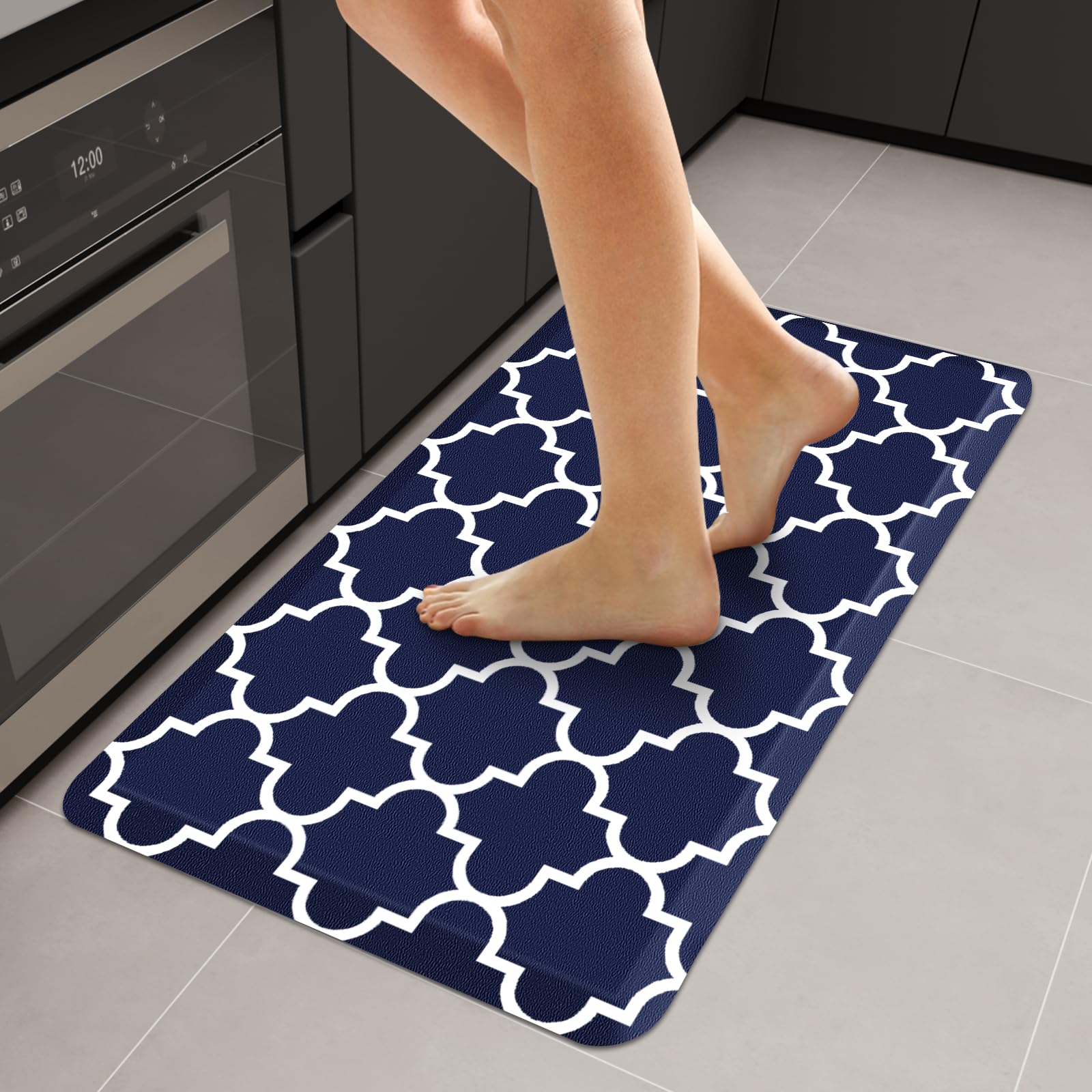WISELIFE Anti Fatigue Floor Mat - 4/5 Inch Kitchen Mat Non Slip Waterproof Heavy Duty Ergonomic Comfort Mat Durable for Home, Office, Sink, Laundry,(17.3" x 28", Grey)