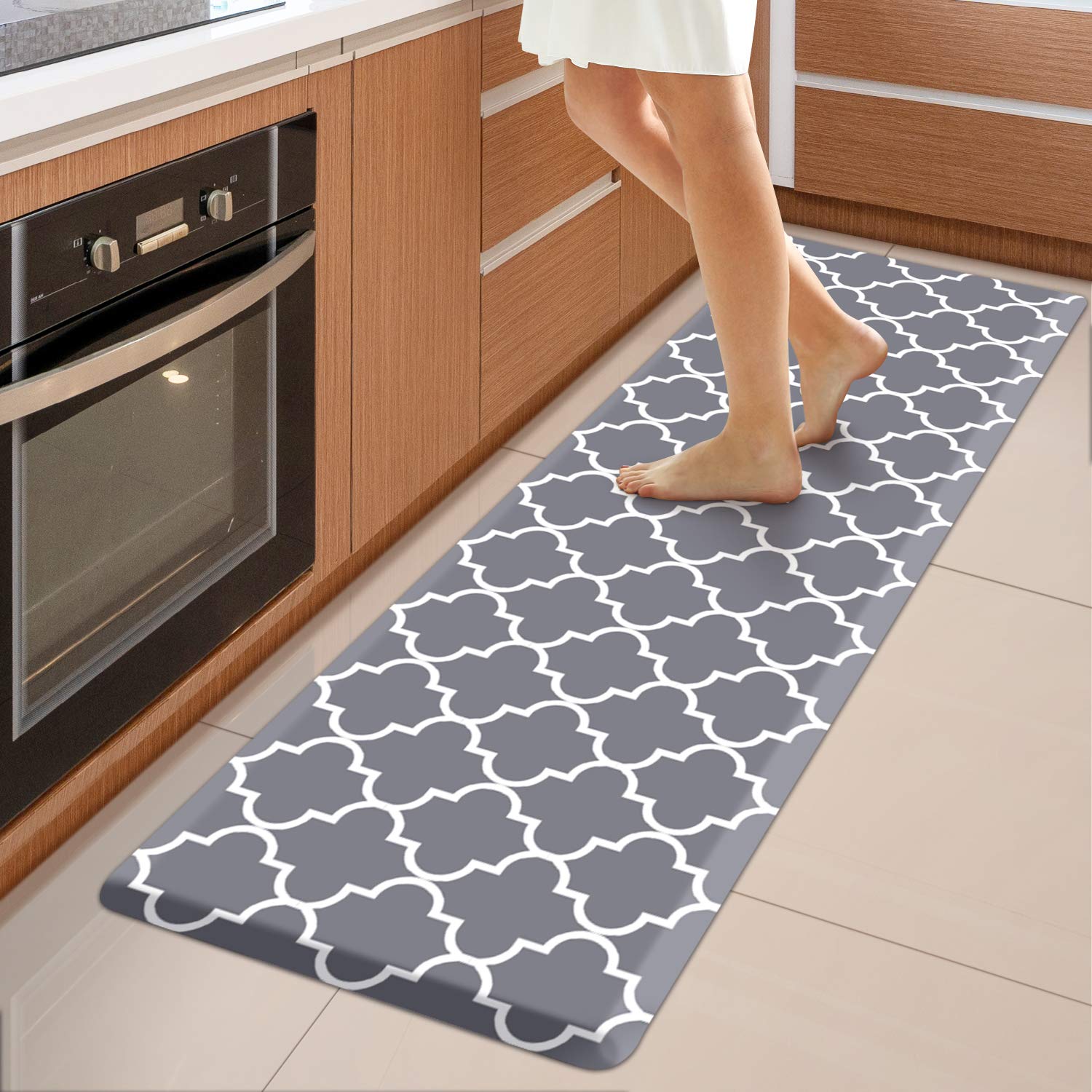 WISELIFE Anti Fatigue Floor Mat - 4/5 Inch Kitchen Mat Non Slip Waterproof Heavy Duty Ergonomic Comfort Mat Durable for Home, Office, Sink, Laundry,(17.3" x 28", Grey)