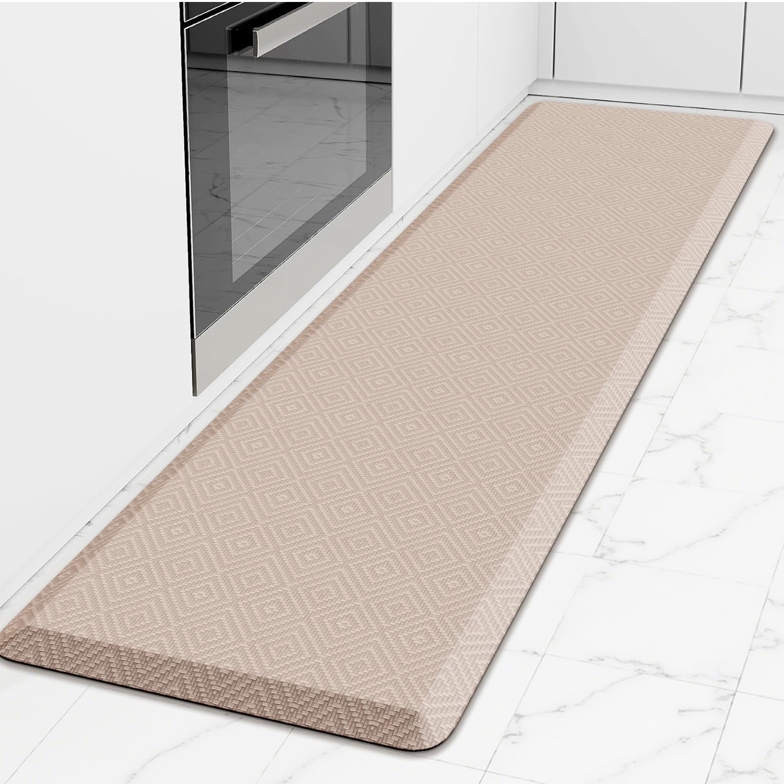 Mattitude Kitchen Mat Cushioned Anti-Fatigue Floor Mat Water Resistant Non-Slip Mats and Rugs Standing and Comfort Desk Mats for House Sink Office Laundry (Beige, 17.3"x39")