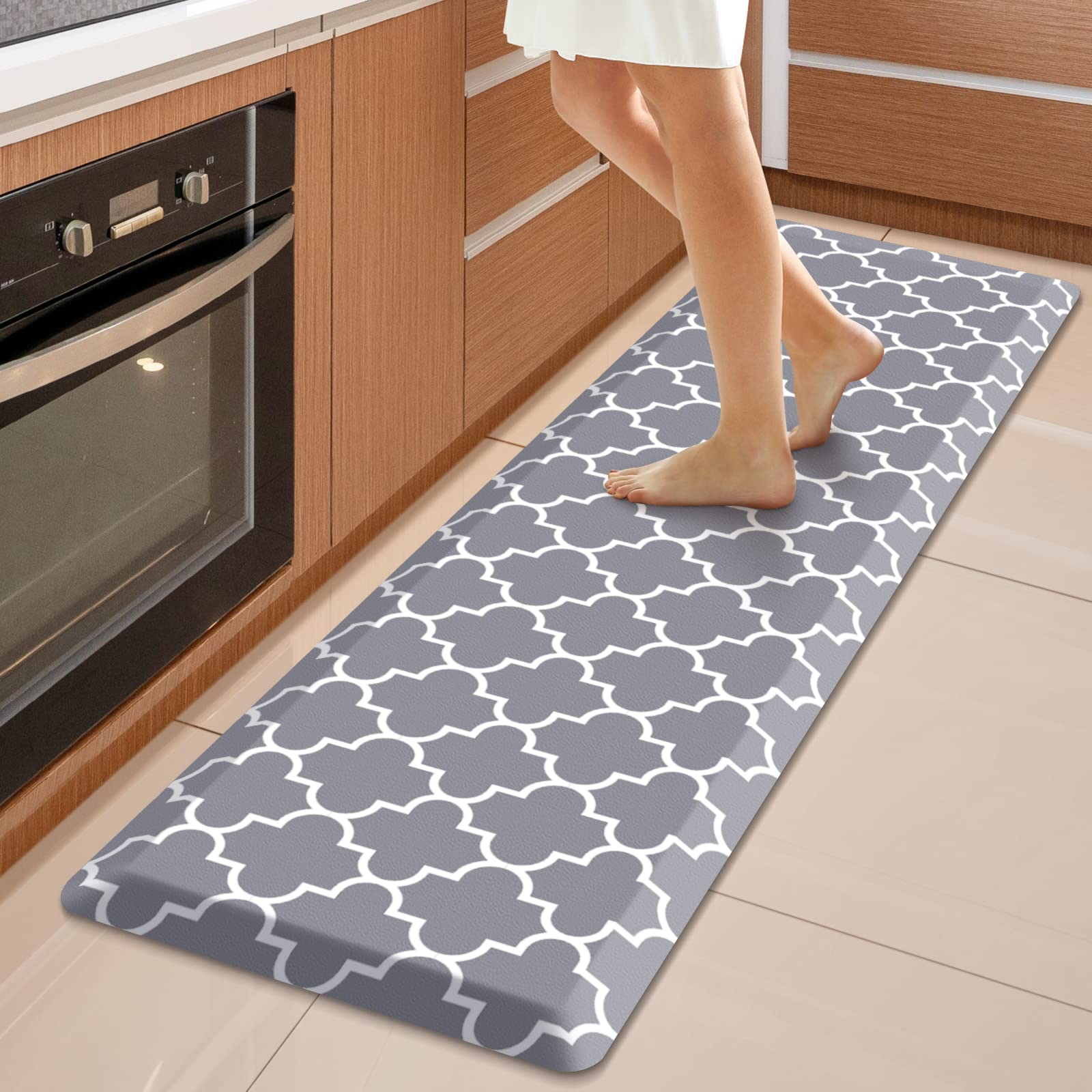 WISELIFE Anti Fatigue Floor Mat - 4/5 Inch Kitchen Mat Non Slip Waterproof Heavy Duty Ergonomic Comfort Mat Durable for Home, Office, Sink, Laundry,(17.3" x 28", Grey)