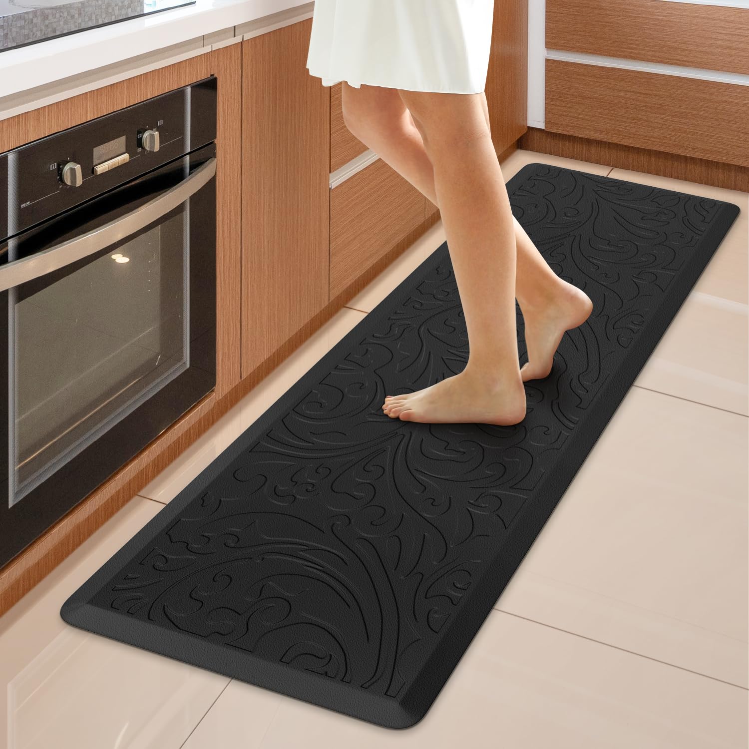 KMAT Kitchen Mat Cushioned Anti-Fatigue Floor Mat Waterproof Non-Slip Standing Ergonomic Comfort for Home,Office,Sink,Laundry,Desk 17.3" (W) x 60"(L),Grey