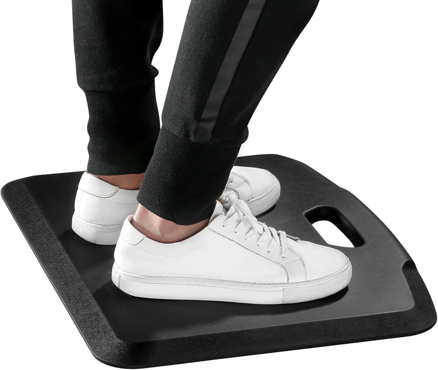 Stand Steady Small Anti Fatigue Standing Mat with Carrying Handle | Ergonomic Standing Mat with Gel Foam Padding | Portable Comfort Mat for Standing Desk, Kitchen, Classroom & Garage (22 x 18in/Black)