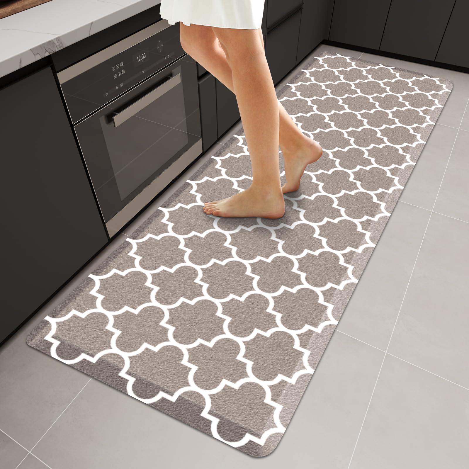 WISELIFE Anti Fatigue Floor Mat - 4/5 Inch Kitchen Mat Non Slip Waterproof Heavy Duty Ergonomic Comfort Mat Durable for Home, Office, Sink, Laundry,(17.3" x 28", Grey)
