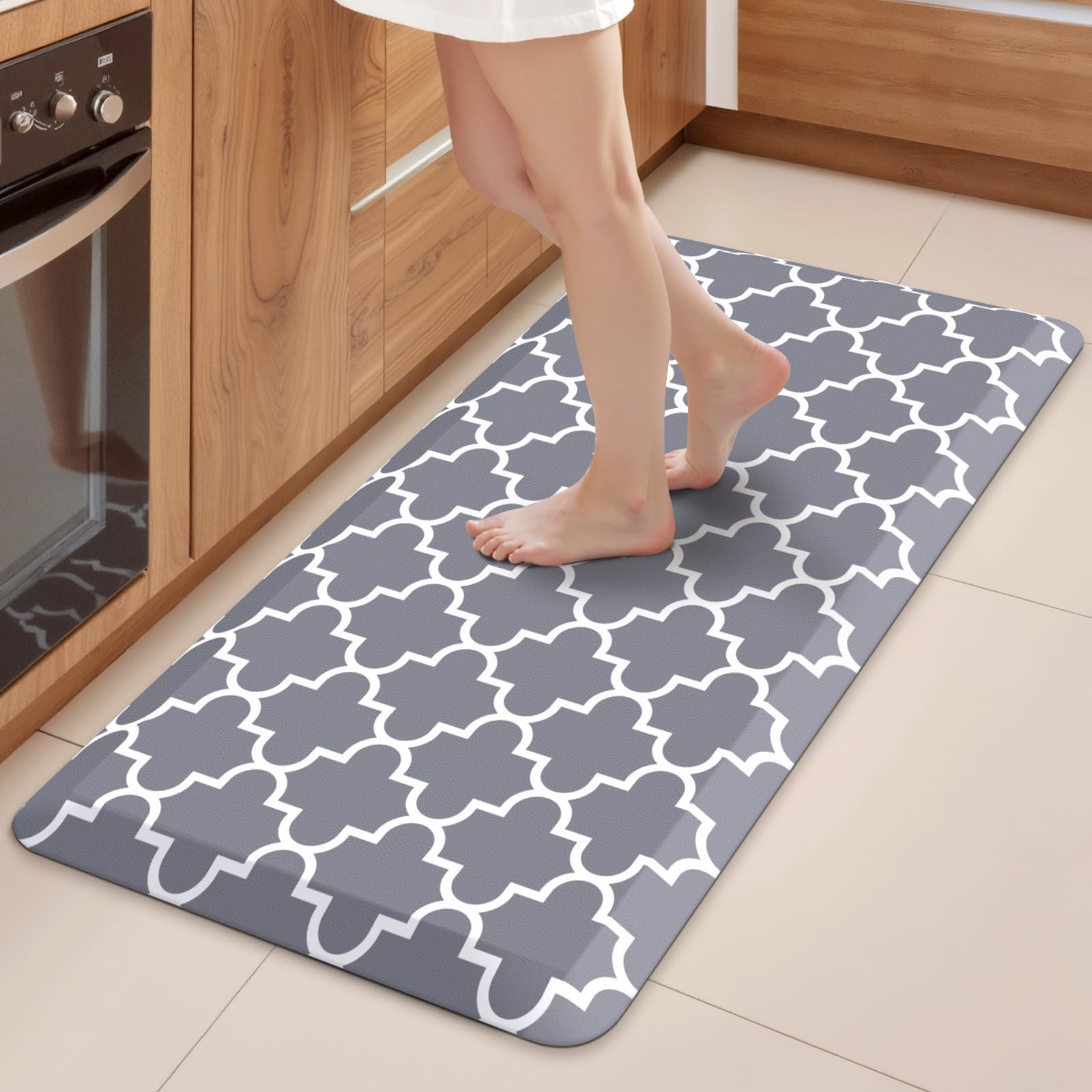 WISELIFE Anti Fatigue Floor Mat - 4/5 Inch Kitchen Mat Non Slip Waterproof Heavy Duty Ergonomic Comfort Mat Durable for Home, Office, Sink, Laundry,(17.3" x 28", Grey)