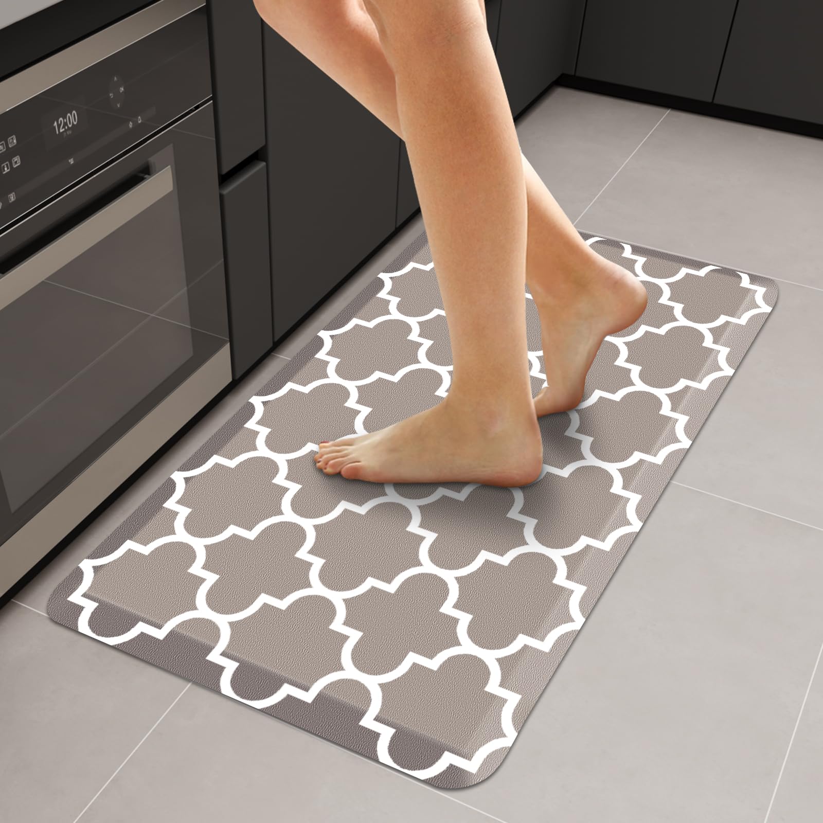 WISELIFE Anti Fatigue Floor Mat - 4/5 Inch Kitchen Mat Non Slip Waterproof Heavy Duty Ergonomic Comfort Mat Durable for Home, Office, Sink, Laundry,(17.3" x 28", Grey)