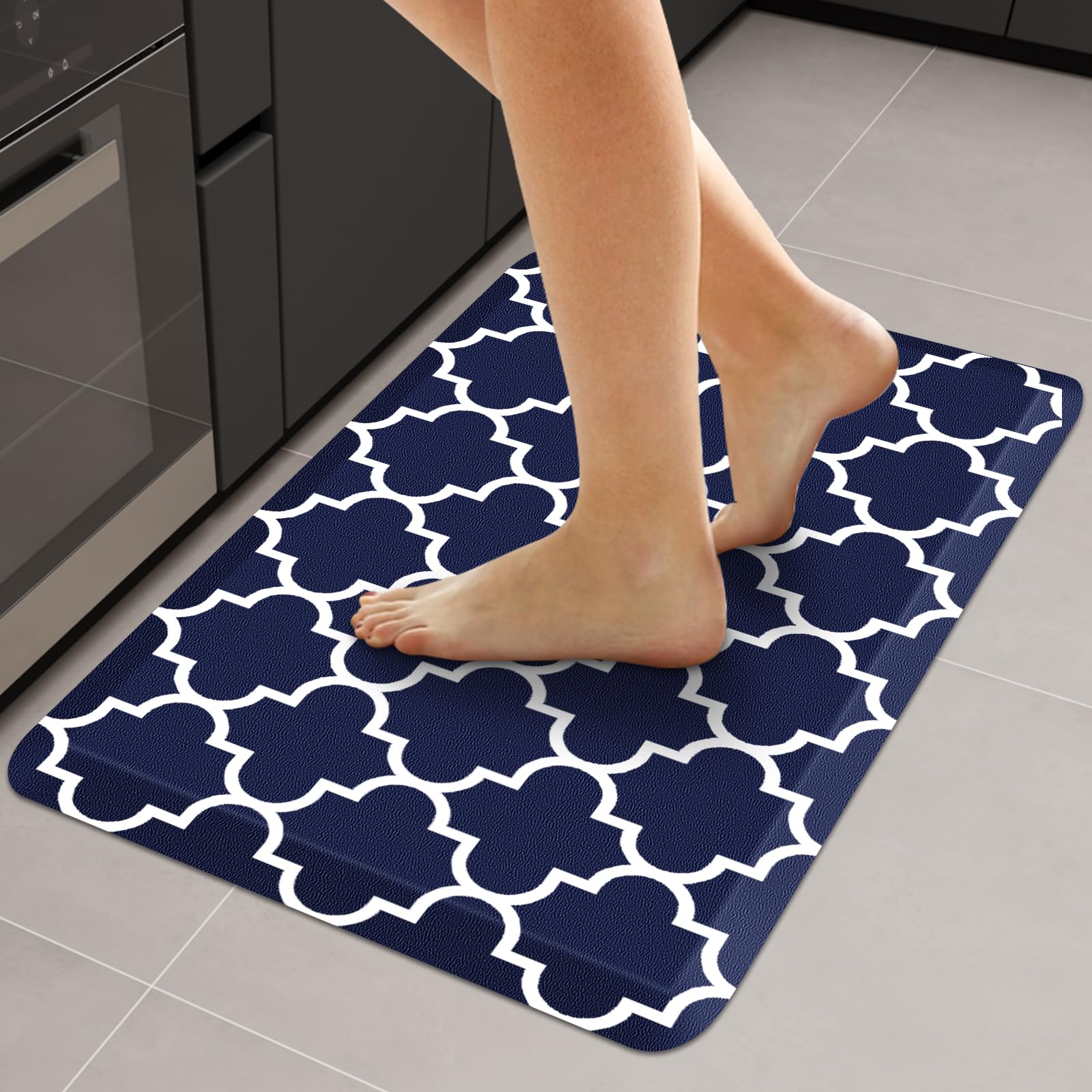 WISELIFE Anti Fatigue Floor Mat - 4/5 Inch Kitchen Mat Non Slip Waterproof Heavy Duty Ergonomic Comfort Mat Durable for Home, Office, Sink, Laundry,(17.3" x 28", Grey)