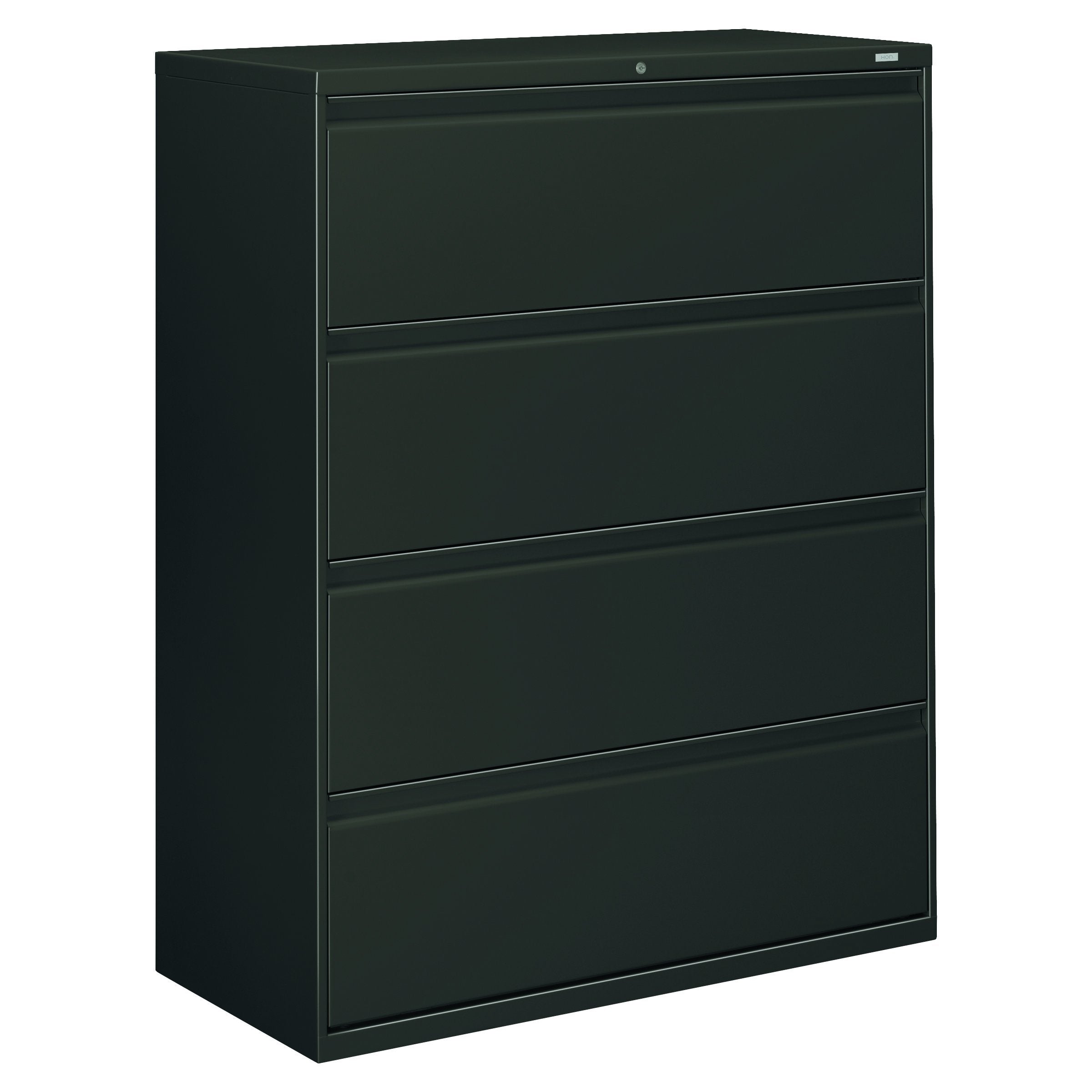 HON Brigade 800 Series Lateral File with 4 Drawers and Radius Pull, 42", Black