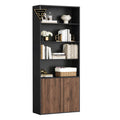SONGMICS Home Book Shelf, Superfast Toolless Assembly, 6-Tier Floor Standing Bookcase with Doors and Adjustable Shelves, 70.4 Inches Tall for Bedroom Study Living Room, Snow White