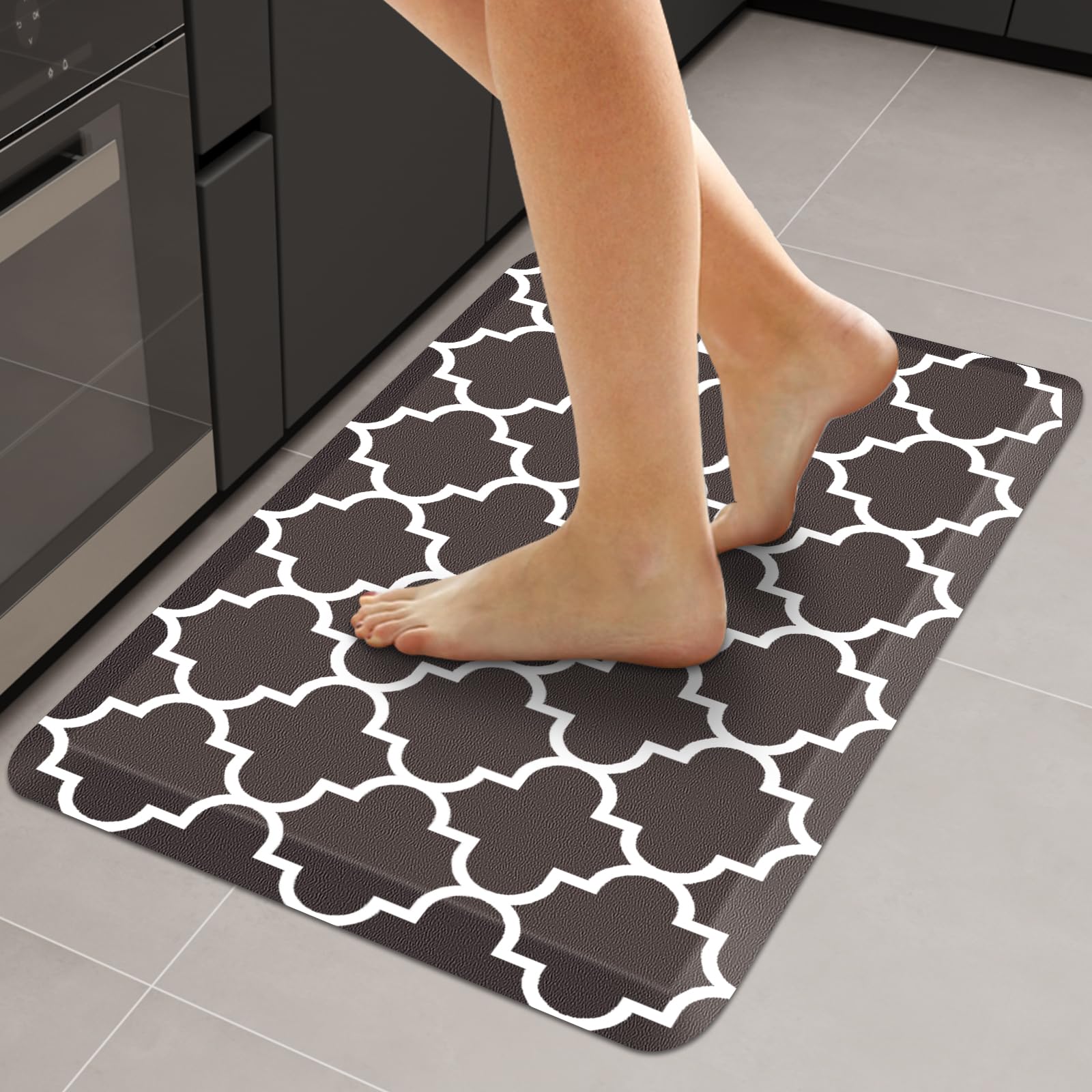 WISELIFE Anti Fatigue Floor Mat - 4/5 Inch Kitchen Mat Non Slip Waterproof Heavy Duty Ergonomic Comfort Mat Durable for Home, Office, Sink, Laundry,(17.3" x 28", Grey)